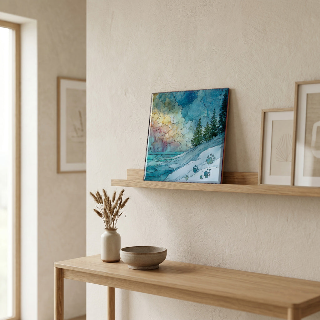 In the entryway, first thing you see.