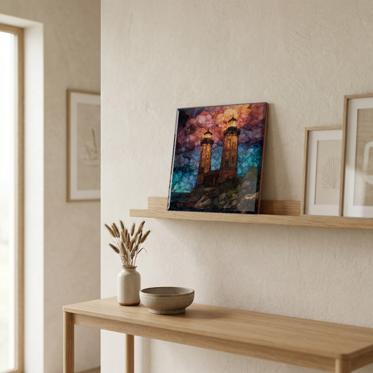 In the entryway, first thing you see.