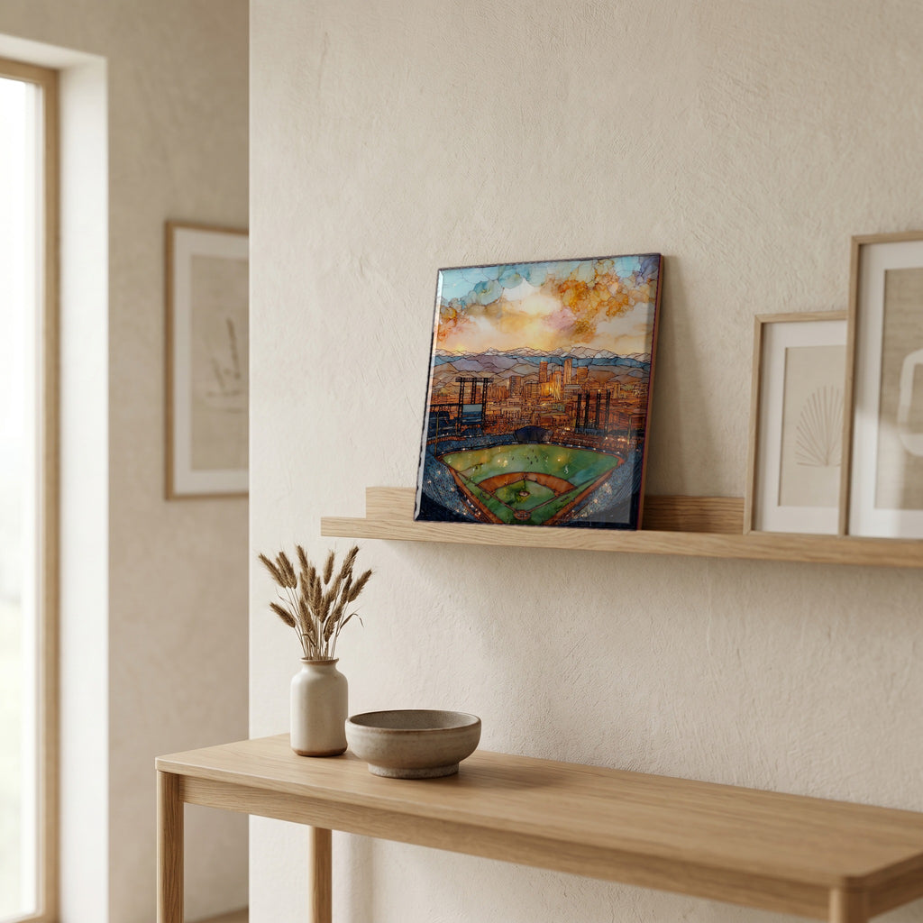 On a picture ledge, where the light comes in.