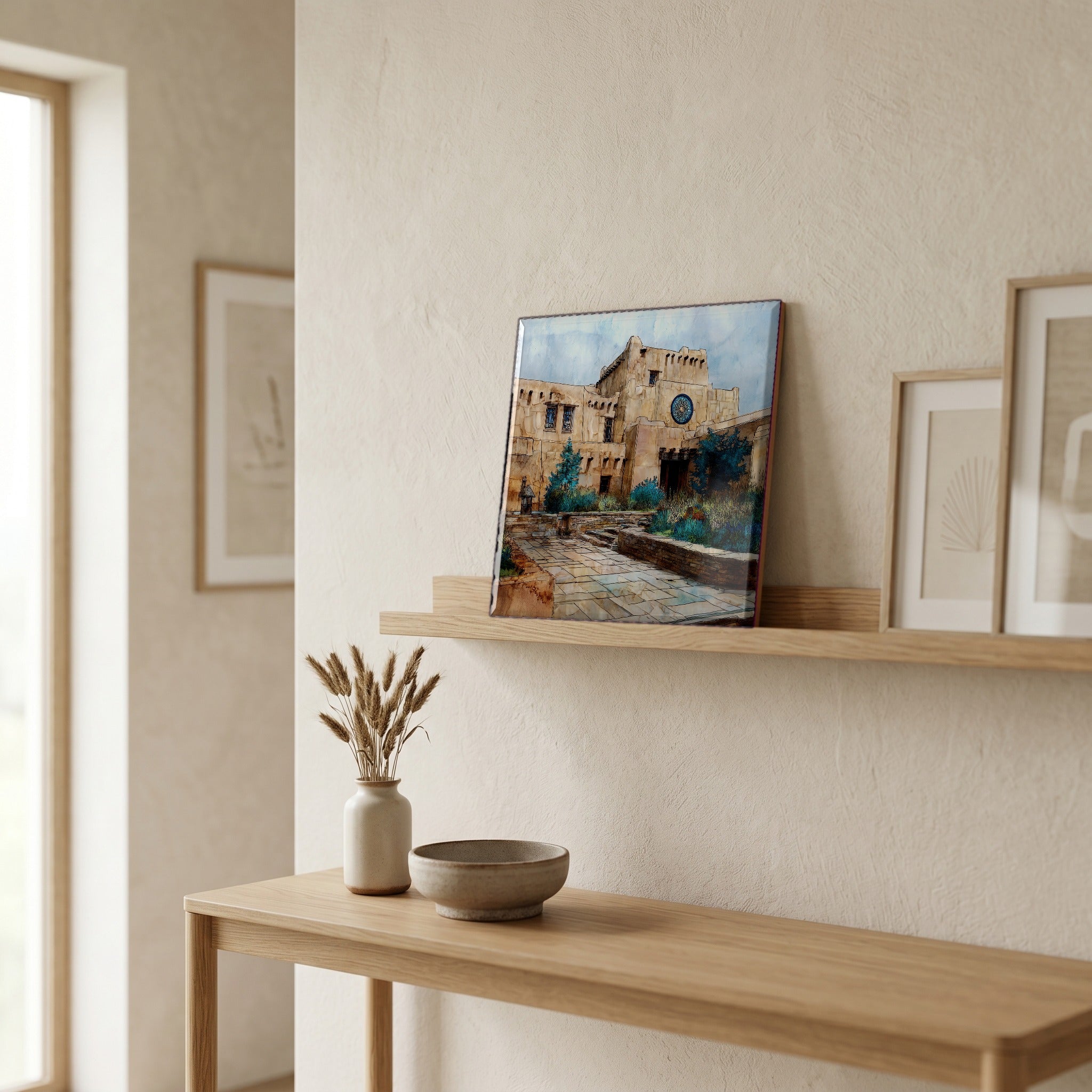 In the entryway, first thing you see.