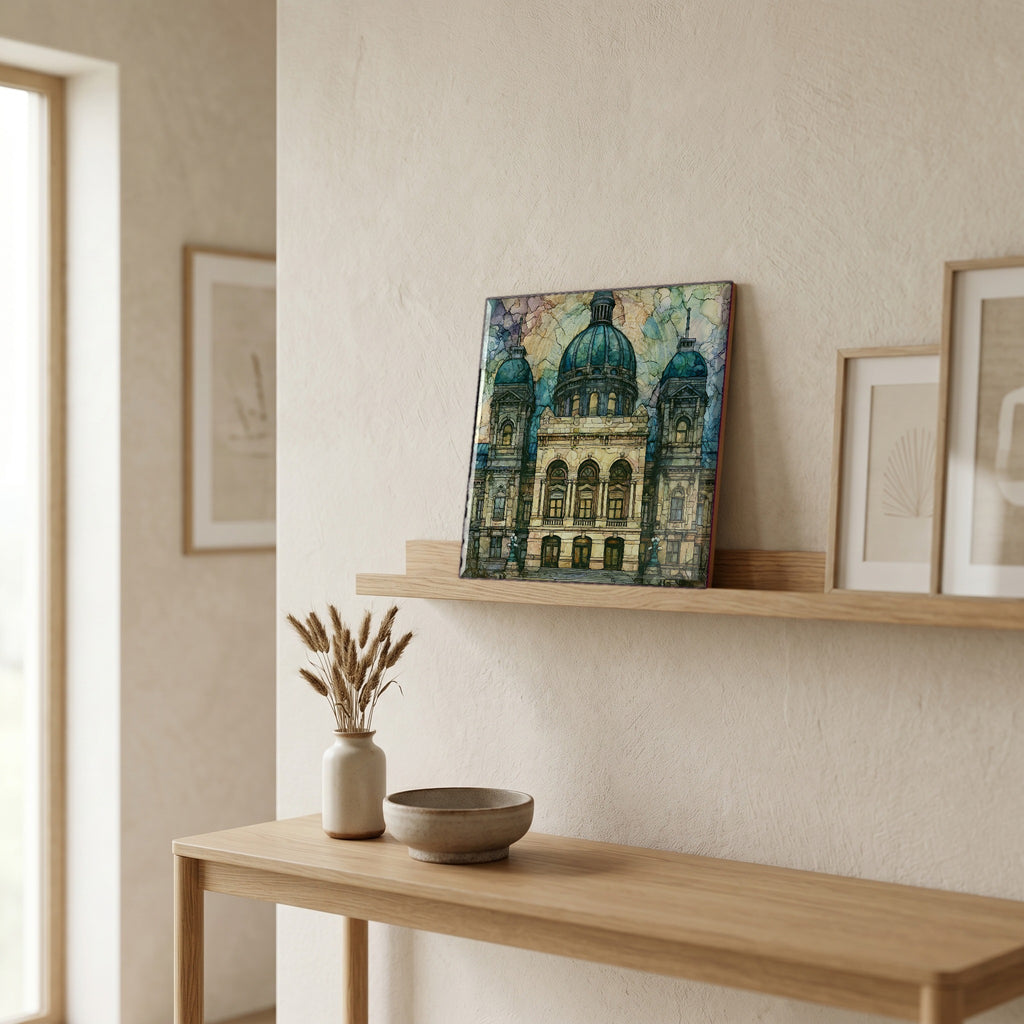 In the entryway, first thing you see.