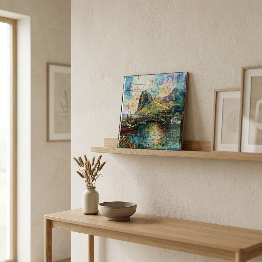 In the entryway, first thing you see.