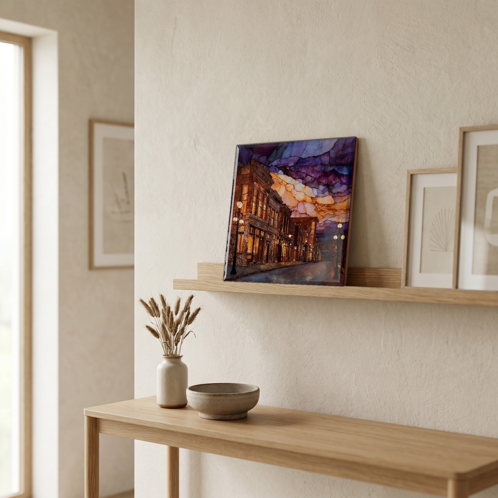In the entryway, first thing you see.