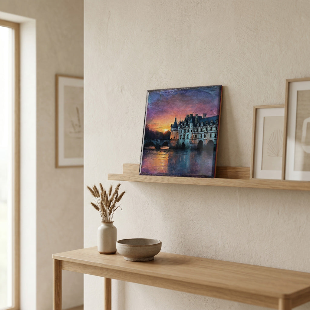 On a picture ledge, where the light comes in.