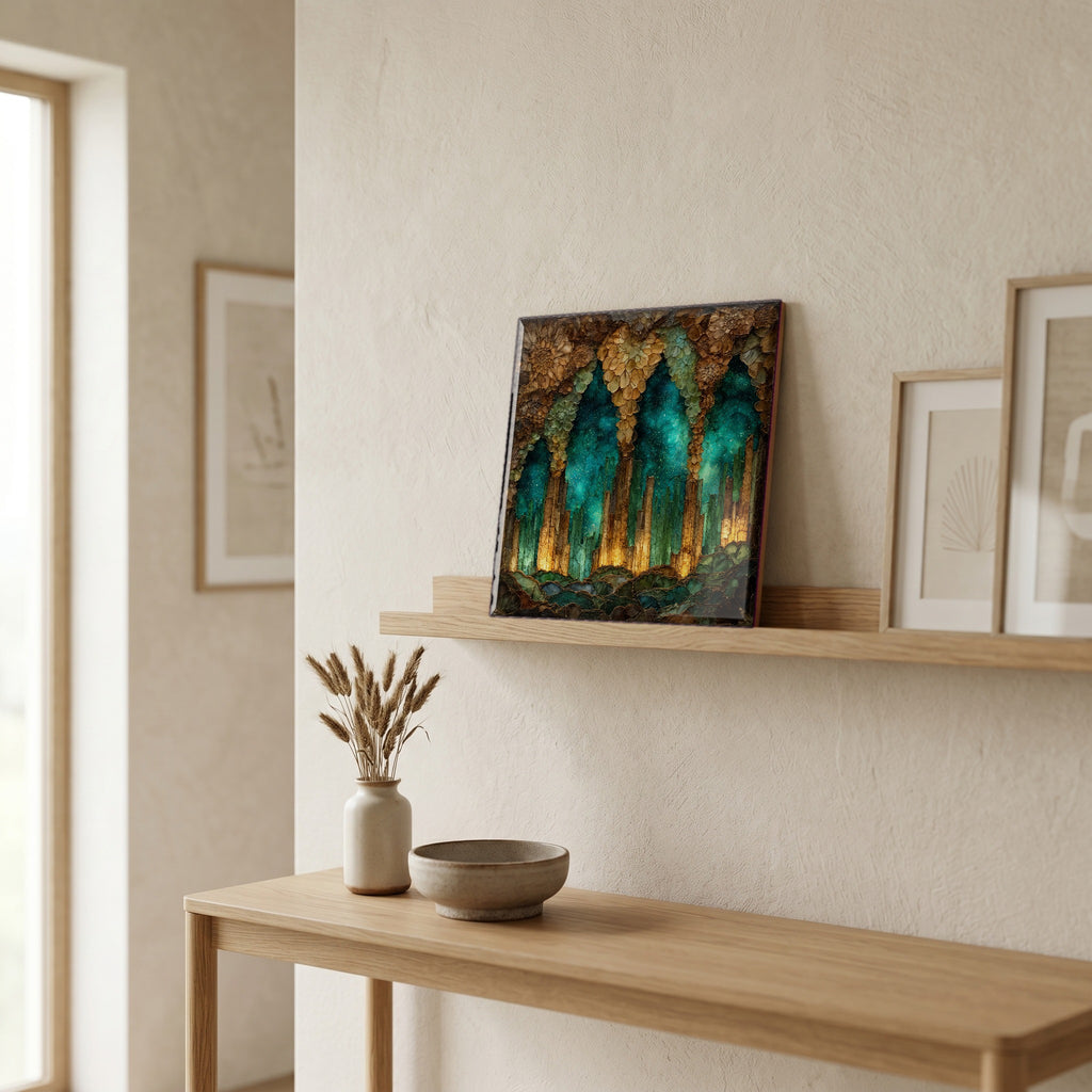 In the entryway, first thing you see.