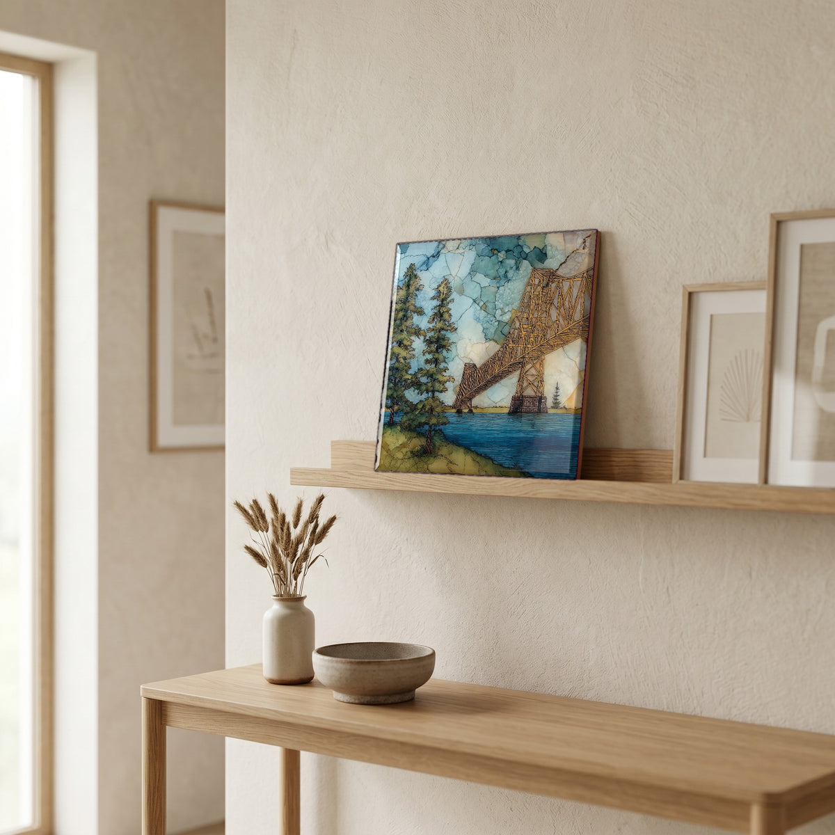 In the entryway, first thing you see.