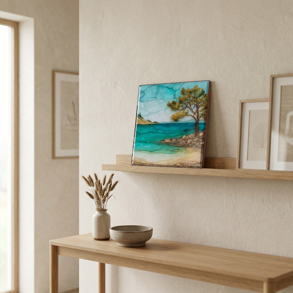 In the entryway, first thing you see.