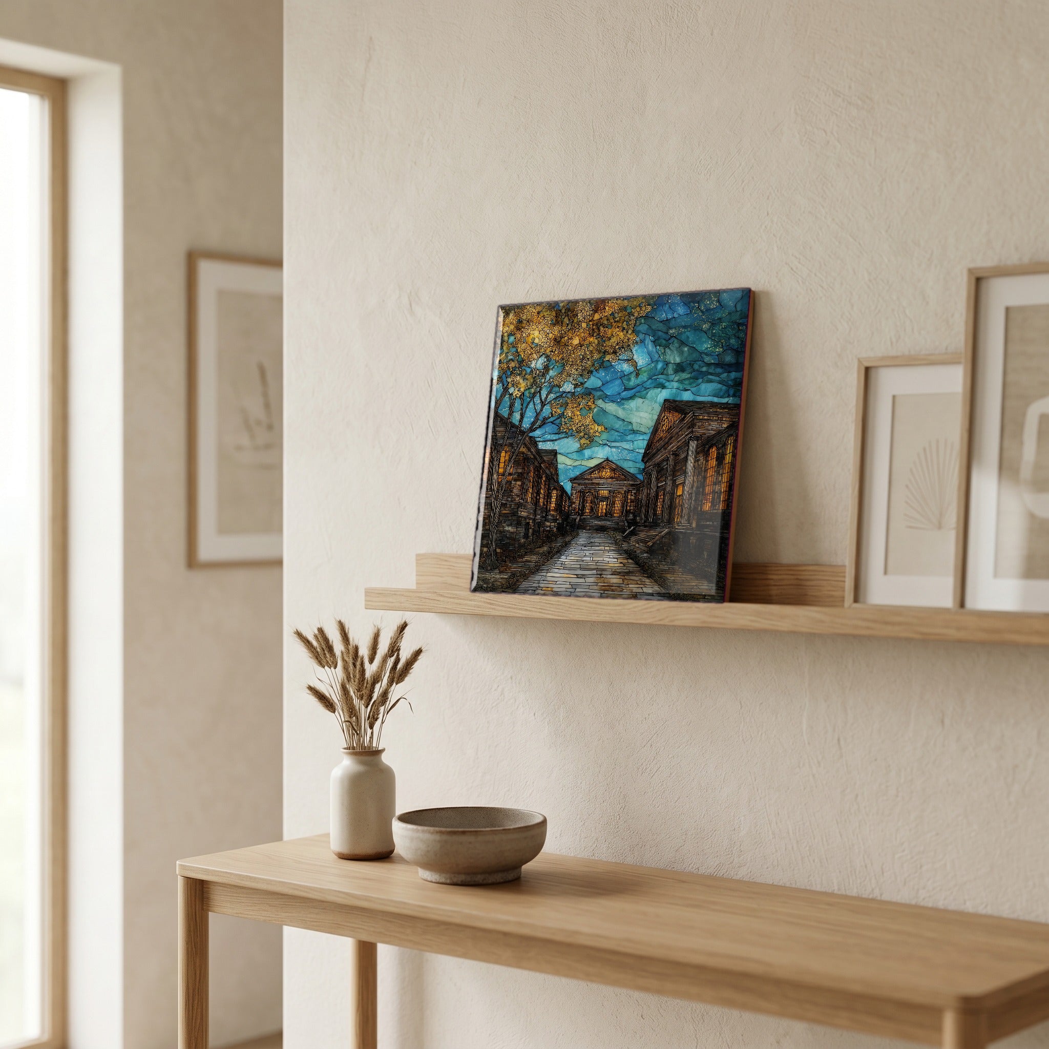 In the entryway, first thing you see.