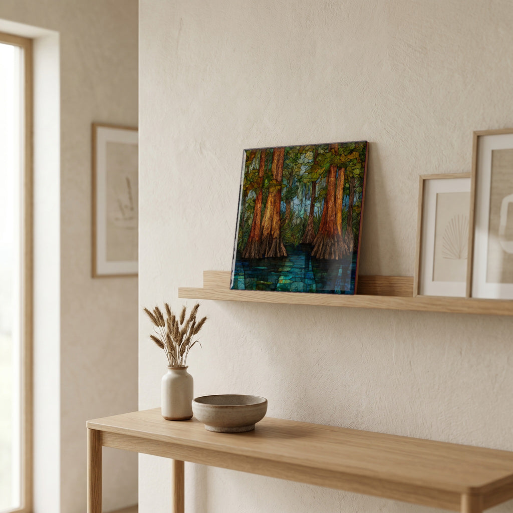 In the entryway, first thing you see.