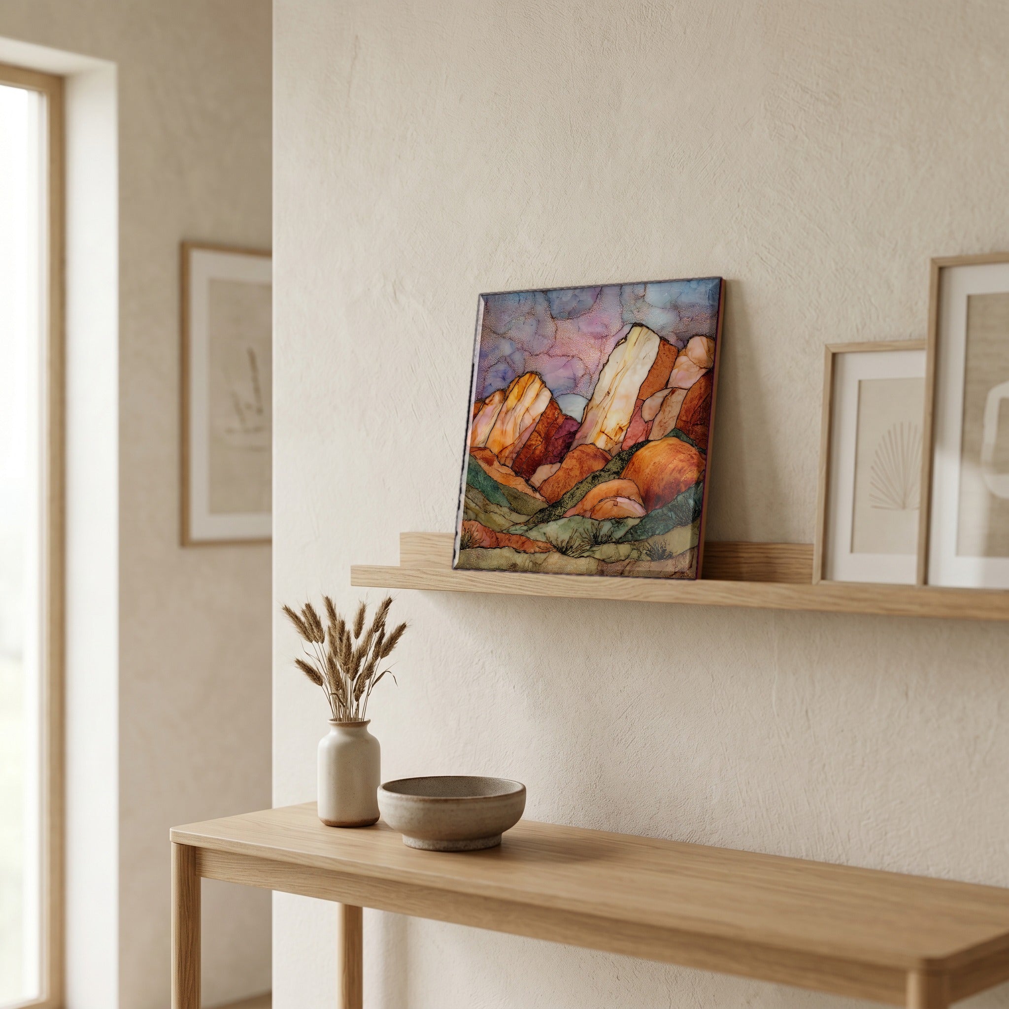 In the entryway, first thing you see.