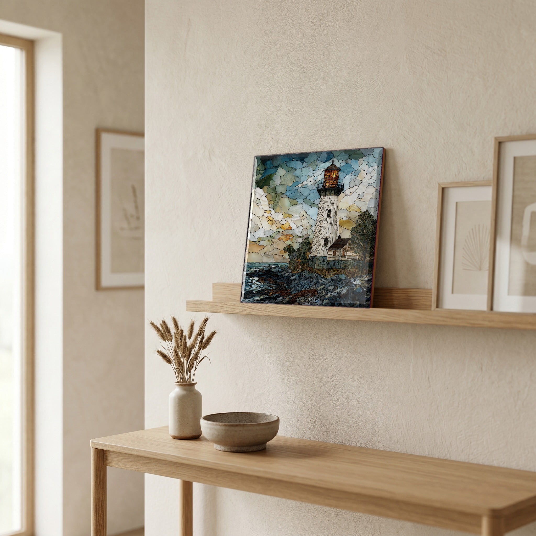 In the entryway, first thing you see.