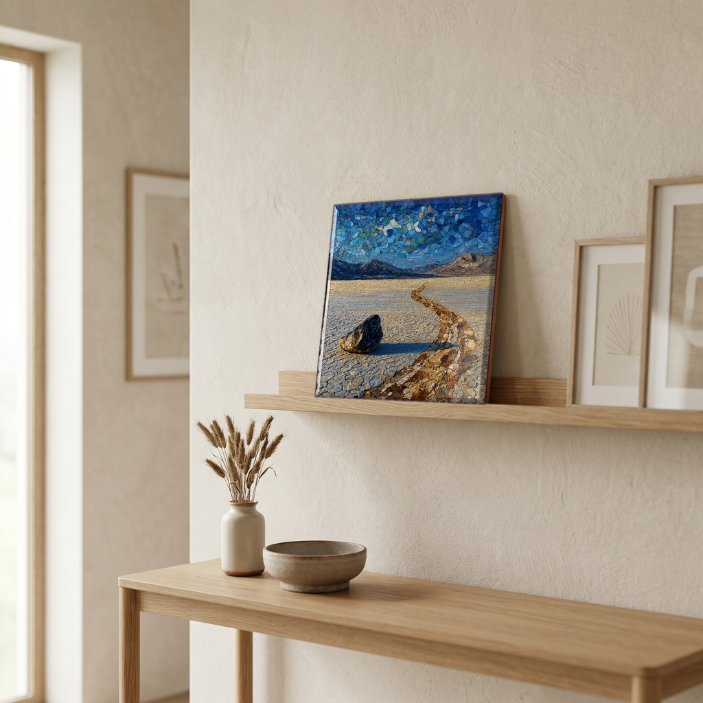 On a picture ledge, where the light comes in.