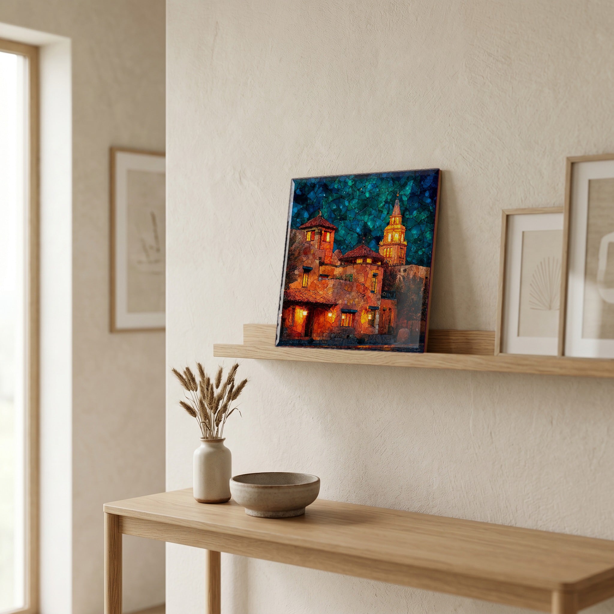 In the entryway, first thing you see.