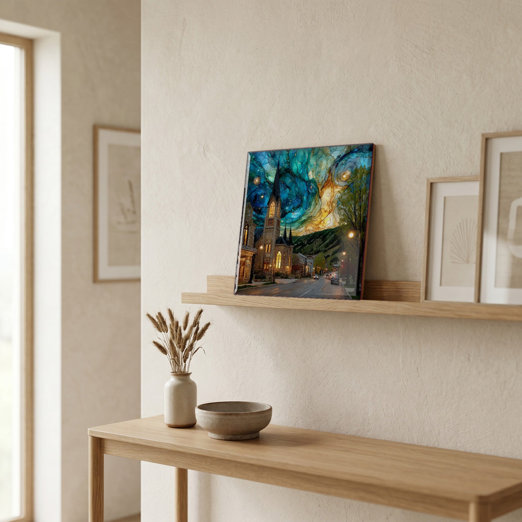 In the entryway, first thing you see.