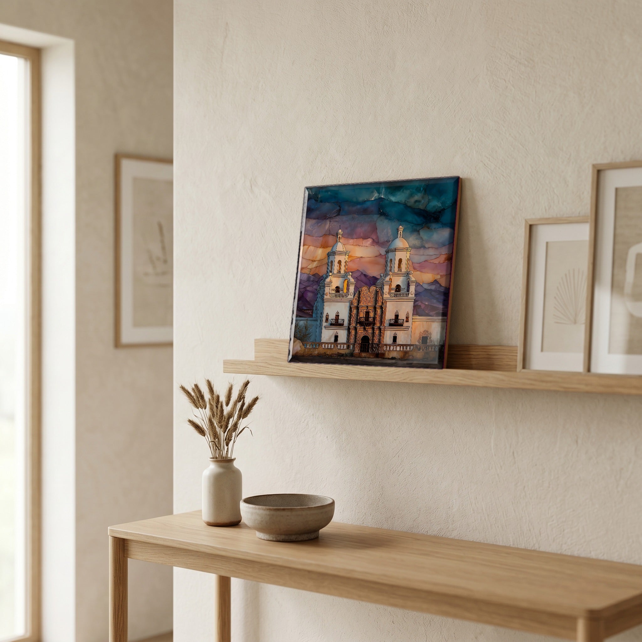 In the entryway, first thing you see.