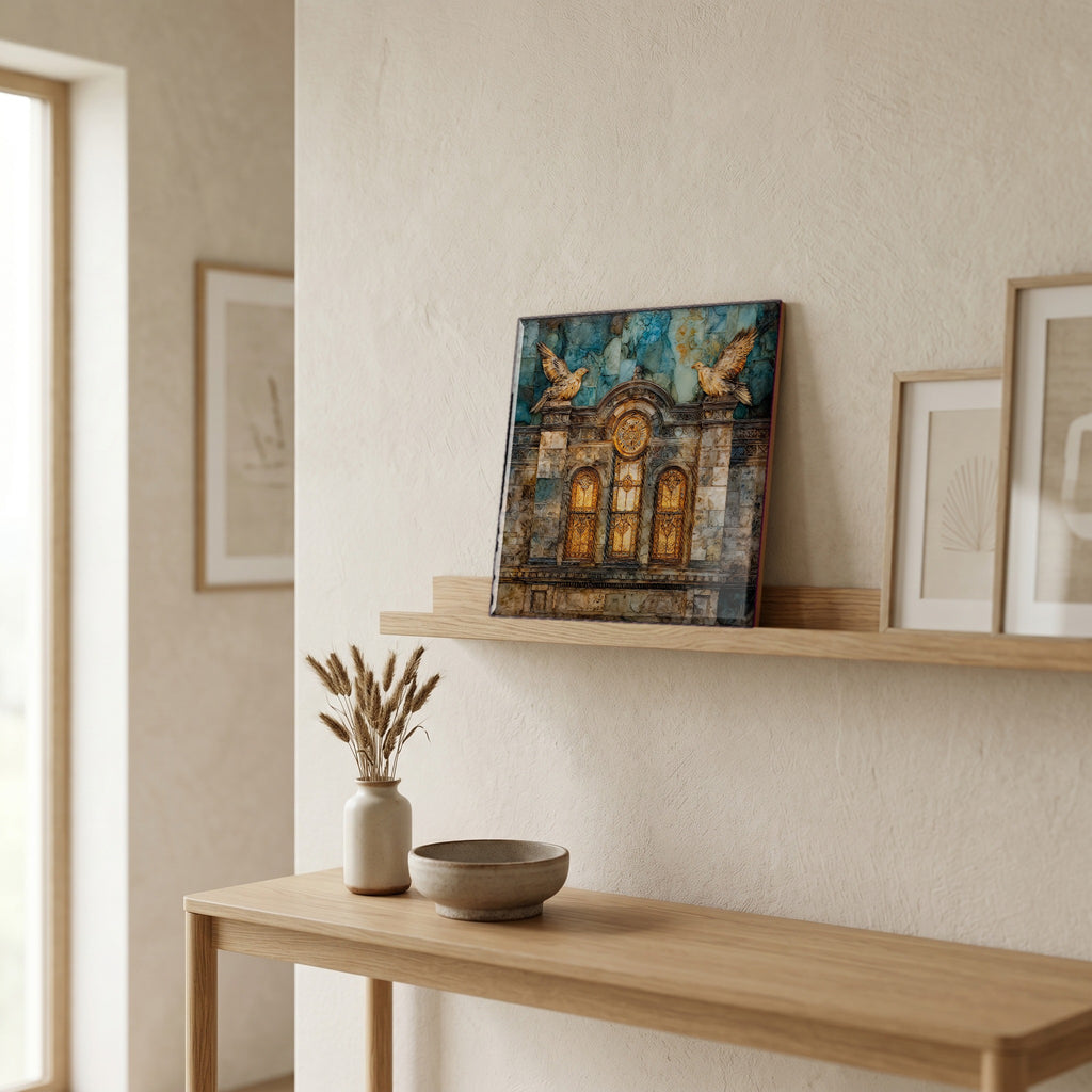 In the entryway, first thing you see.