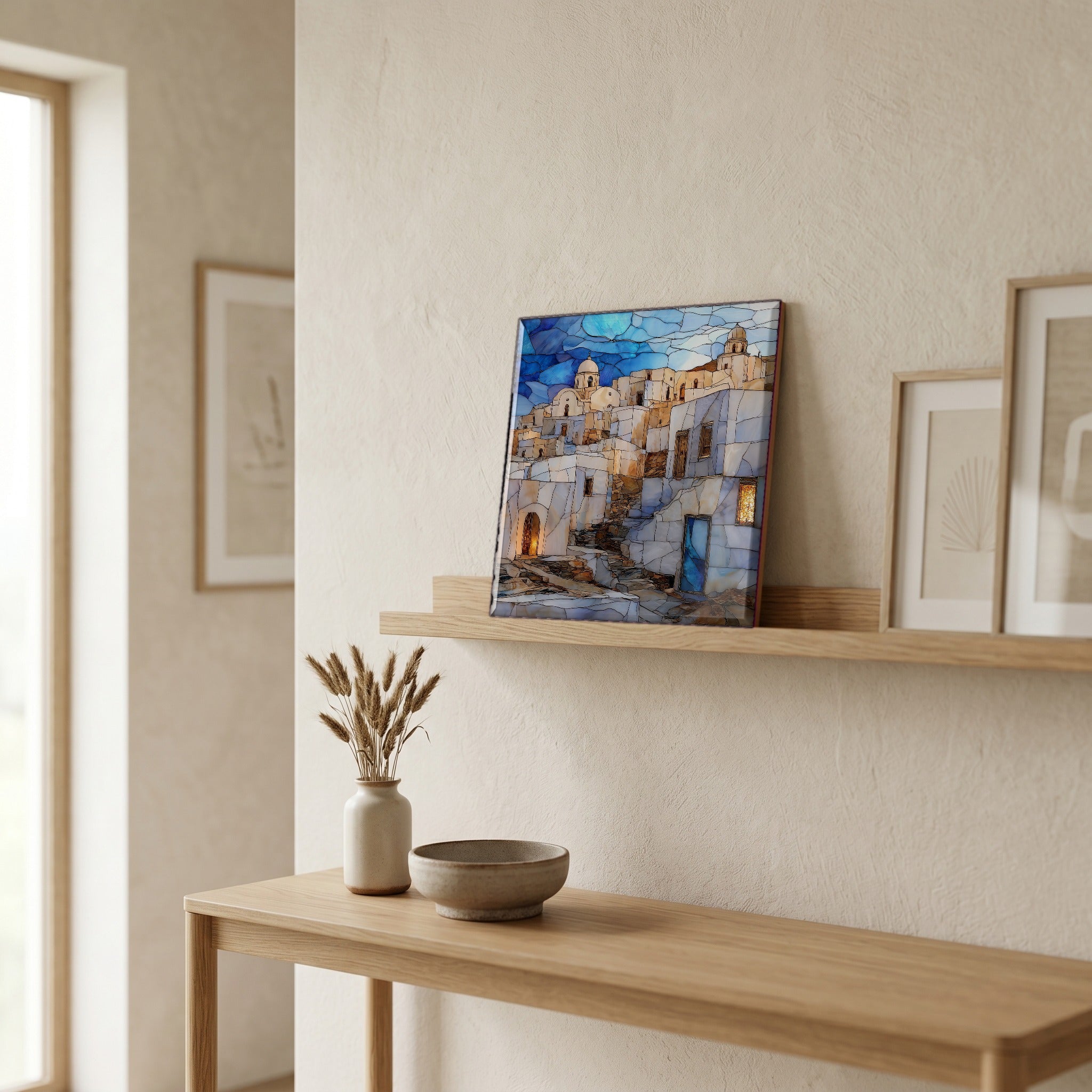 In the entryway, first thing you see.