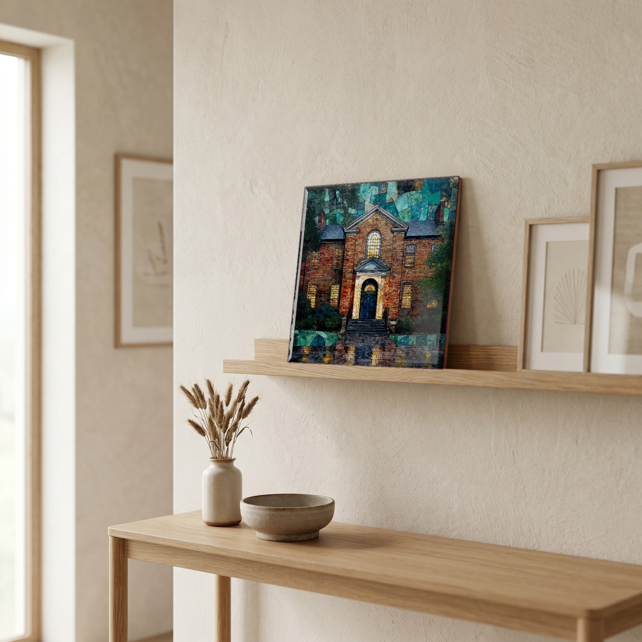 In the entryway, first thing you see.