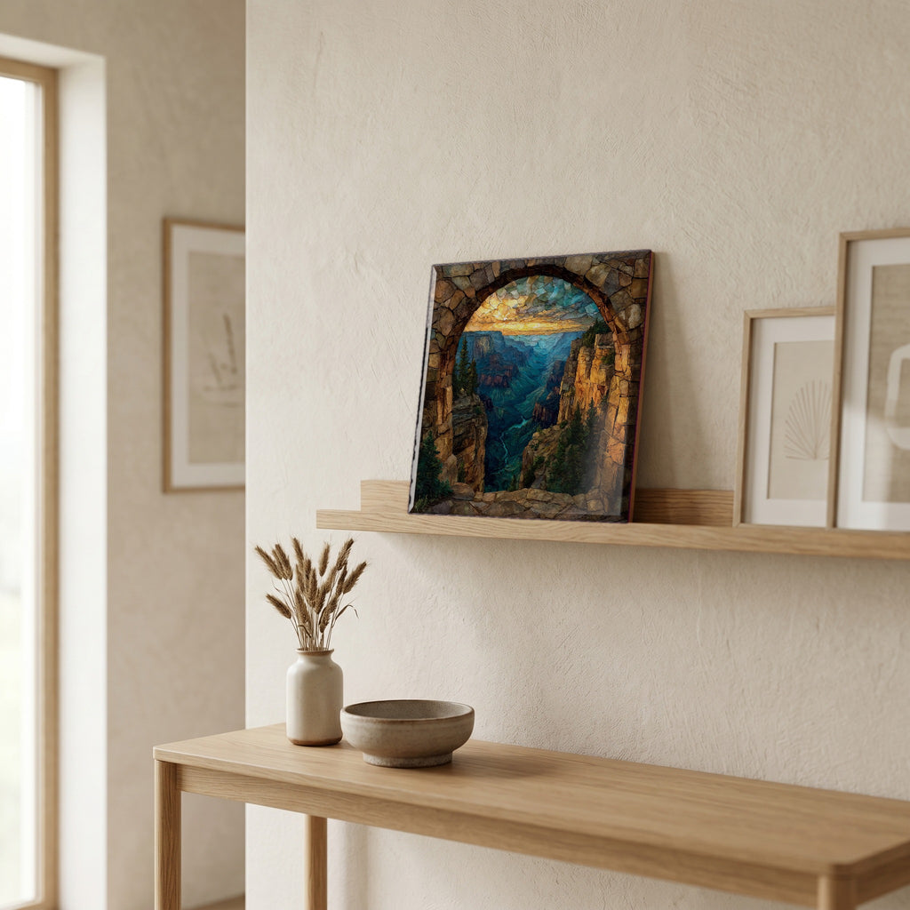 In the entryway, first thing you see.