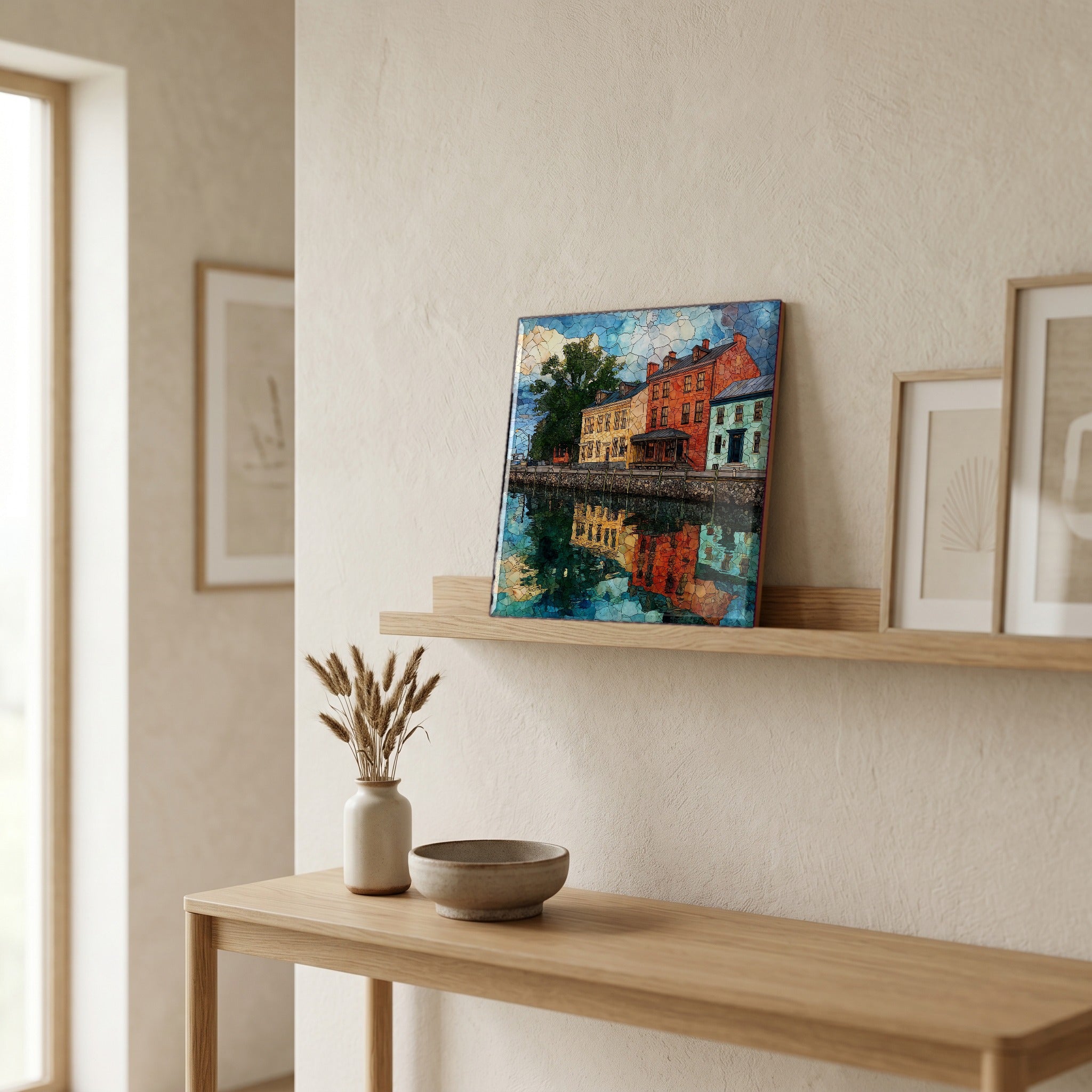 In the entryway, first thing you see.