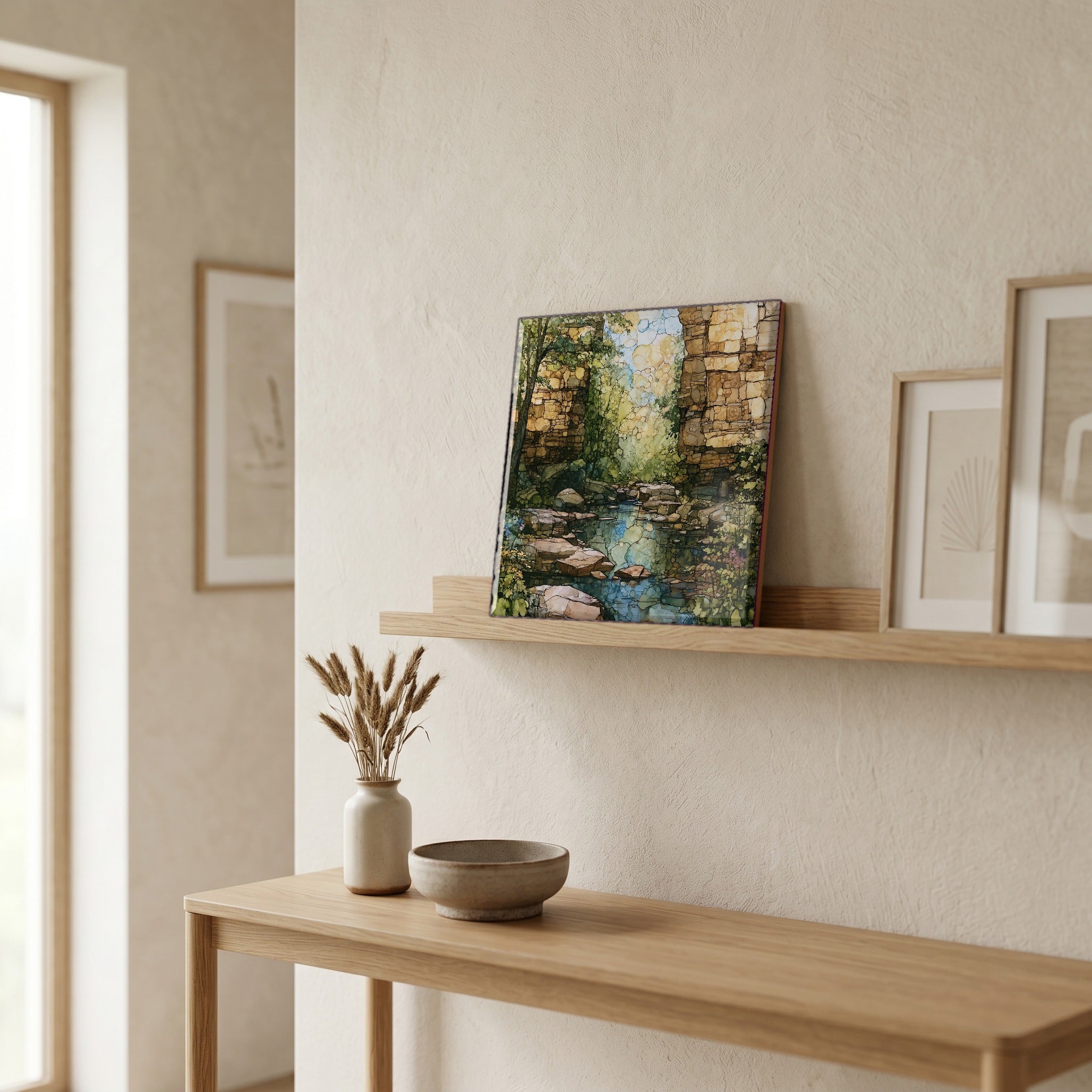In the entryway, first thing you see.