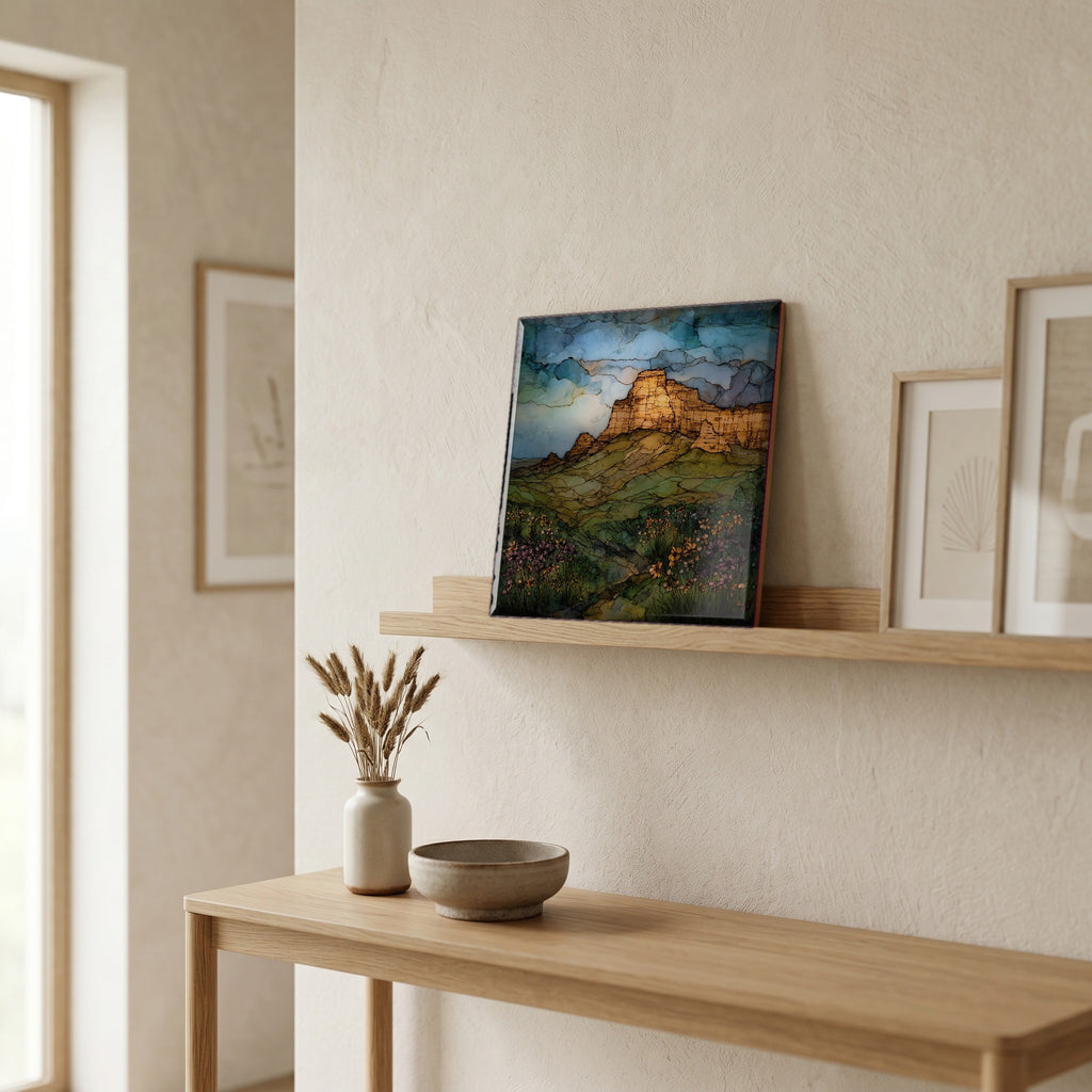 In the entryway, first thing you see.