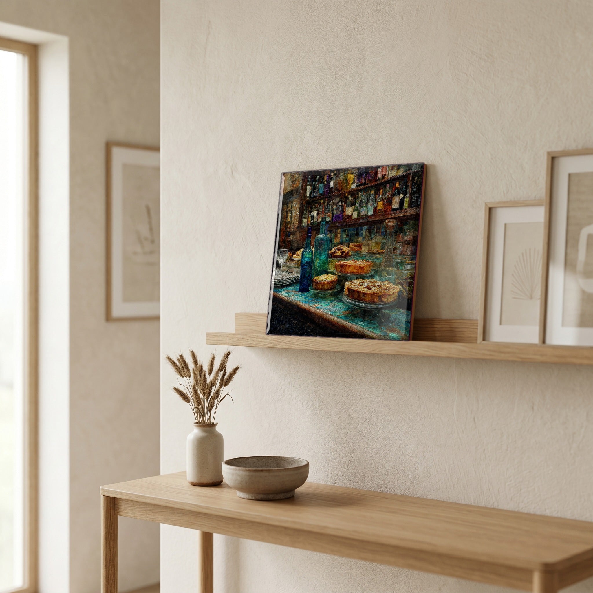 In the entryway, first thing you see.