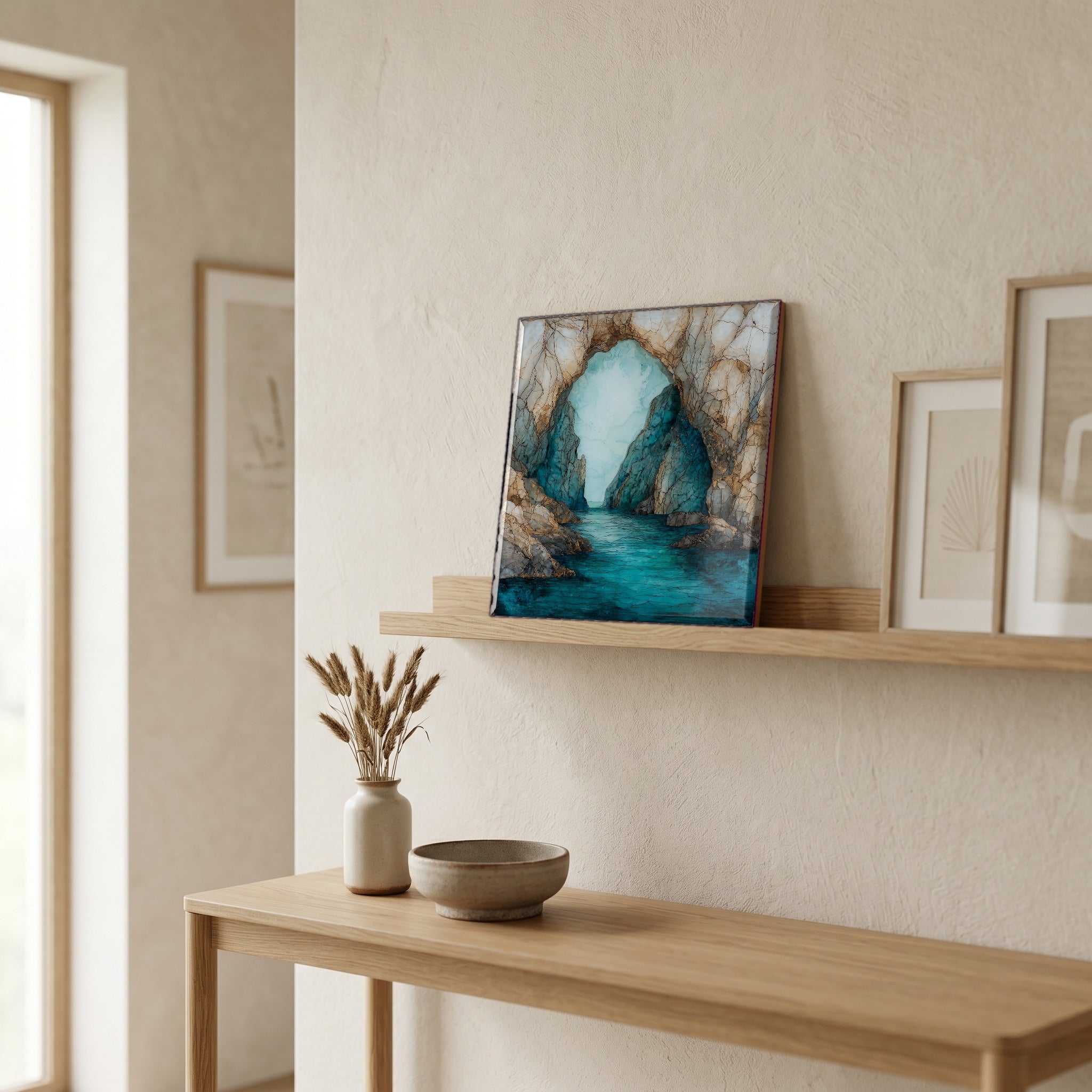 In the entryway, first thing you see.