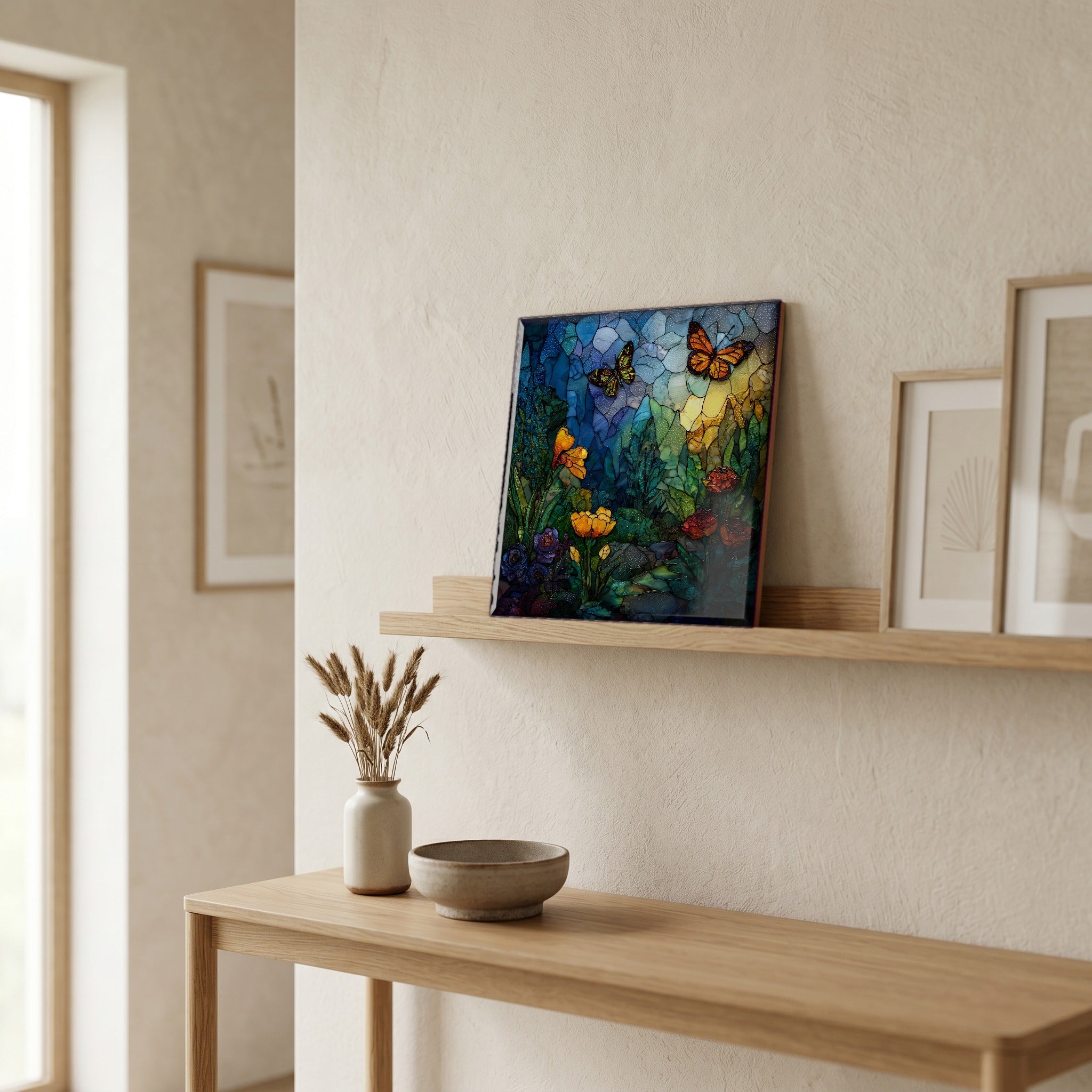In the entryway, first thing you see.