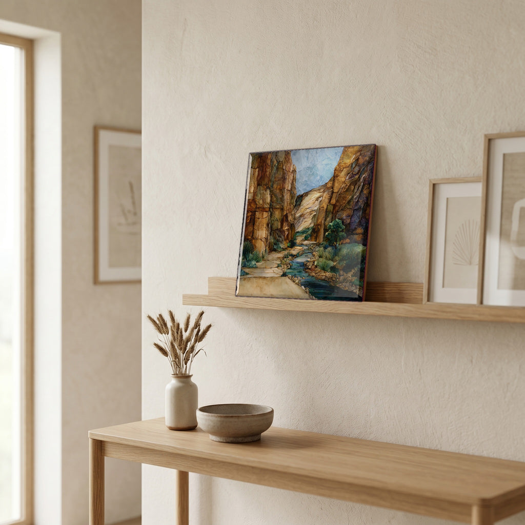 In the entryway, first thing you see.