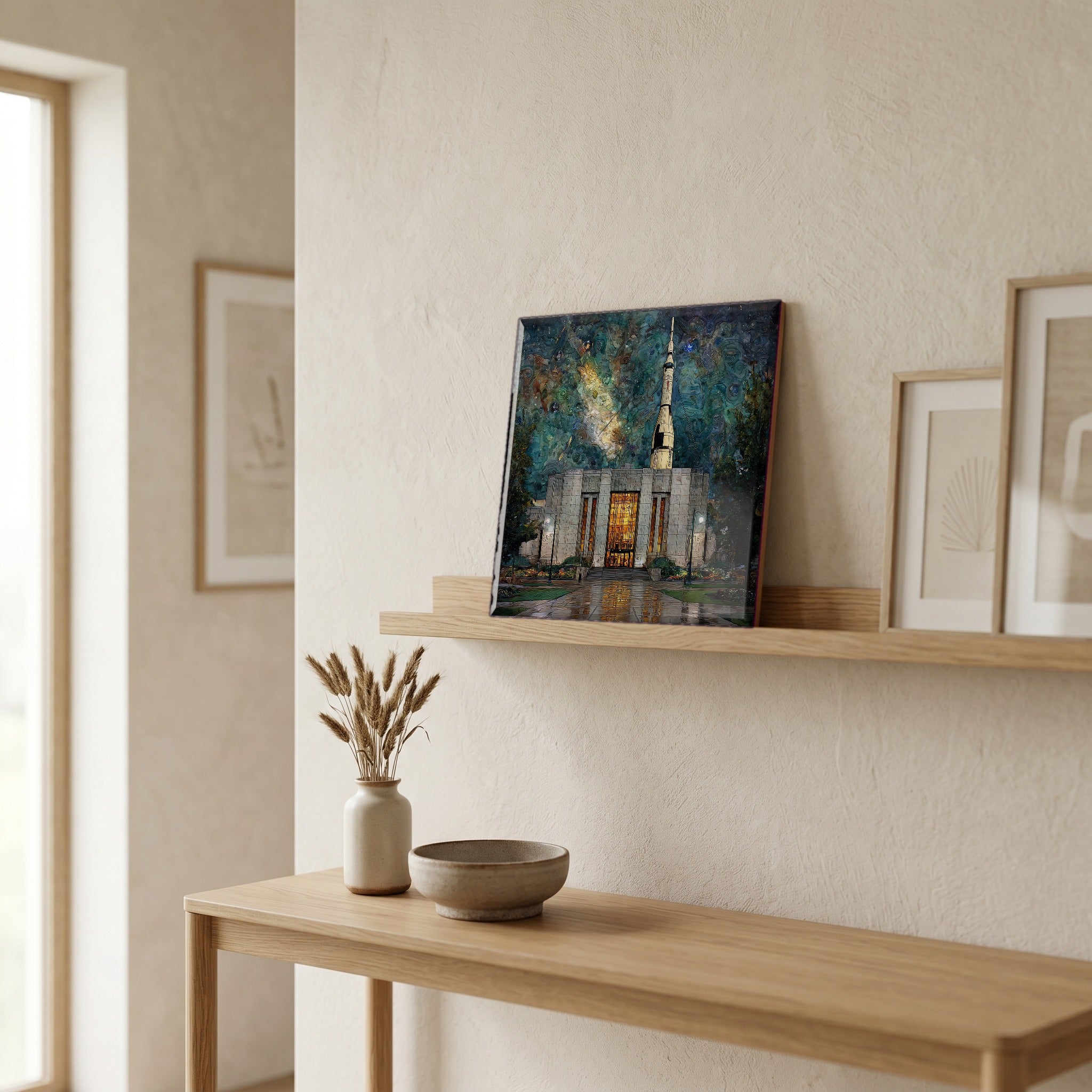 In the entryway, first thing you see.