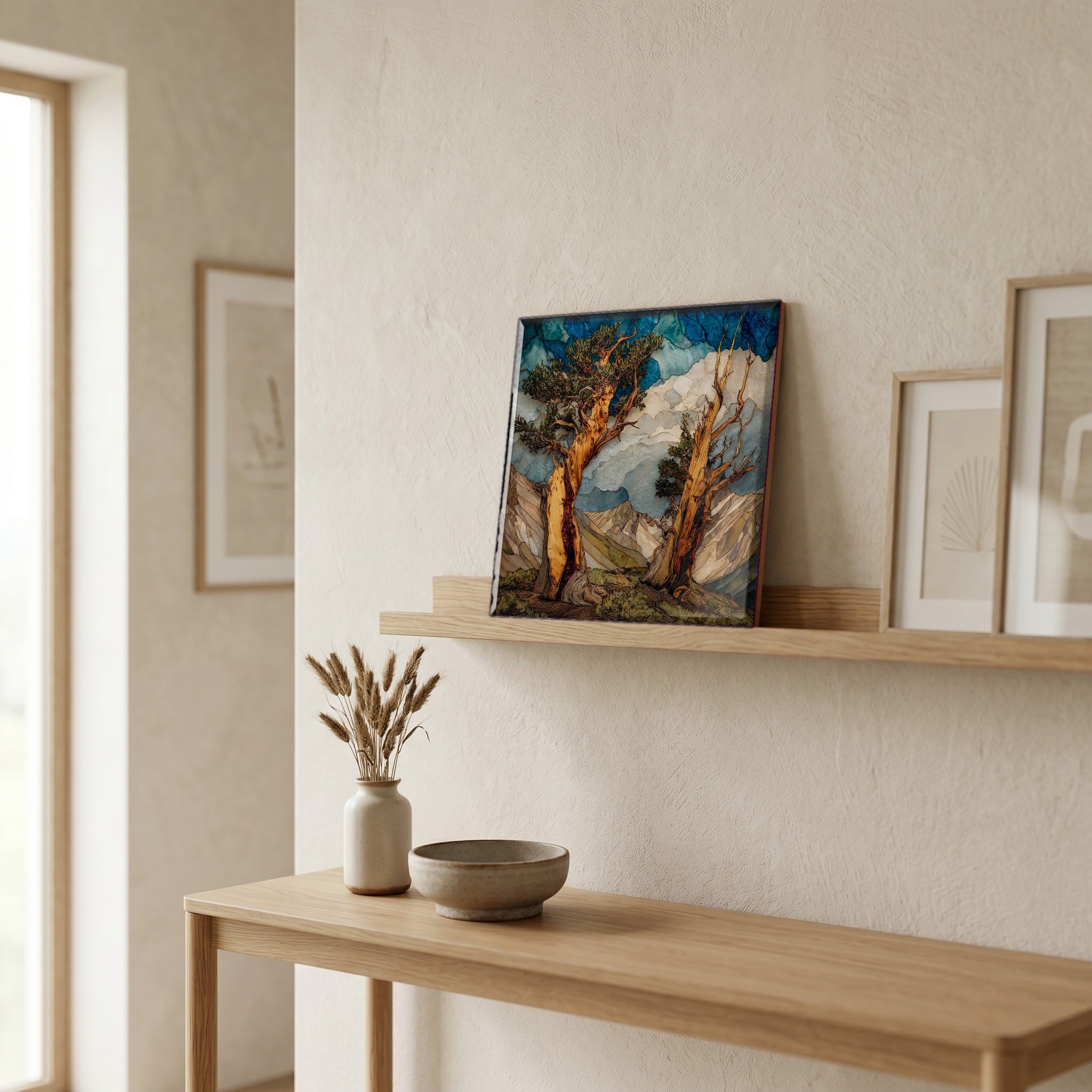 In the entryway, first thing you see.