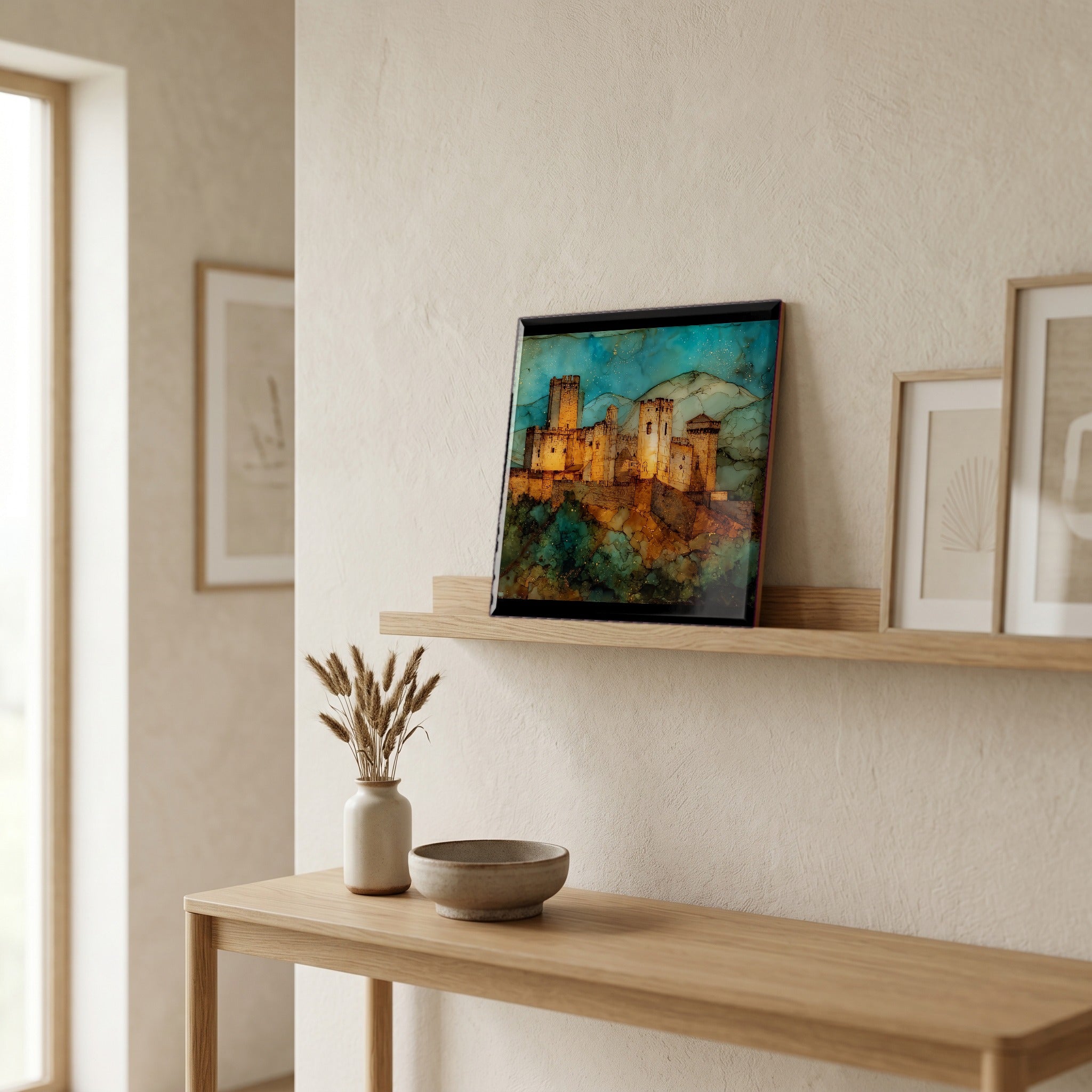 In the entryway, first thing you see.