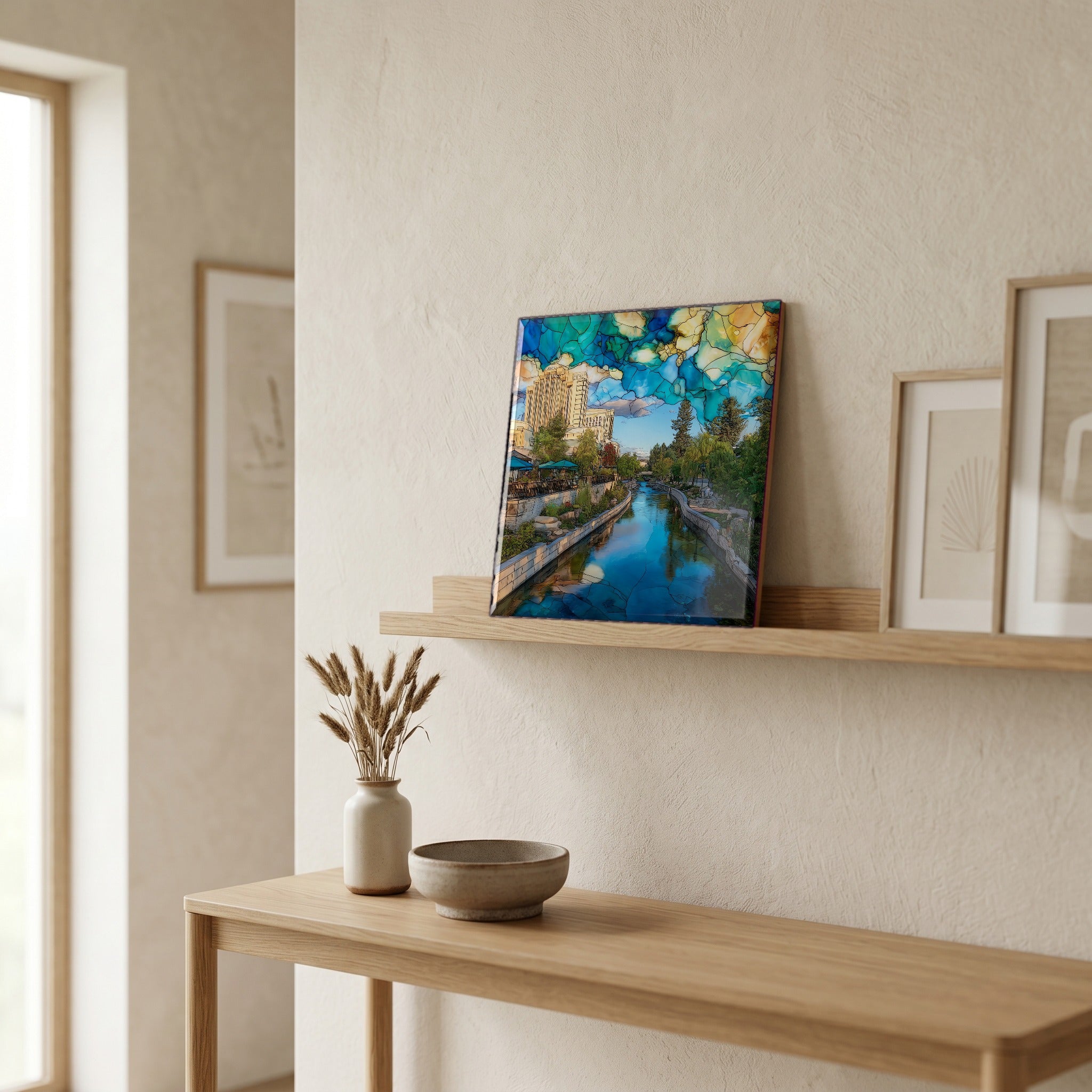 In the entryway, first thing you see.