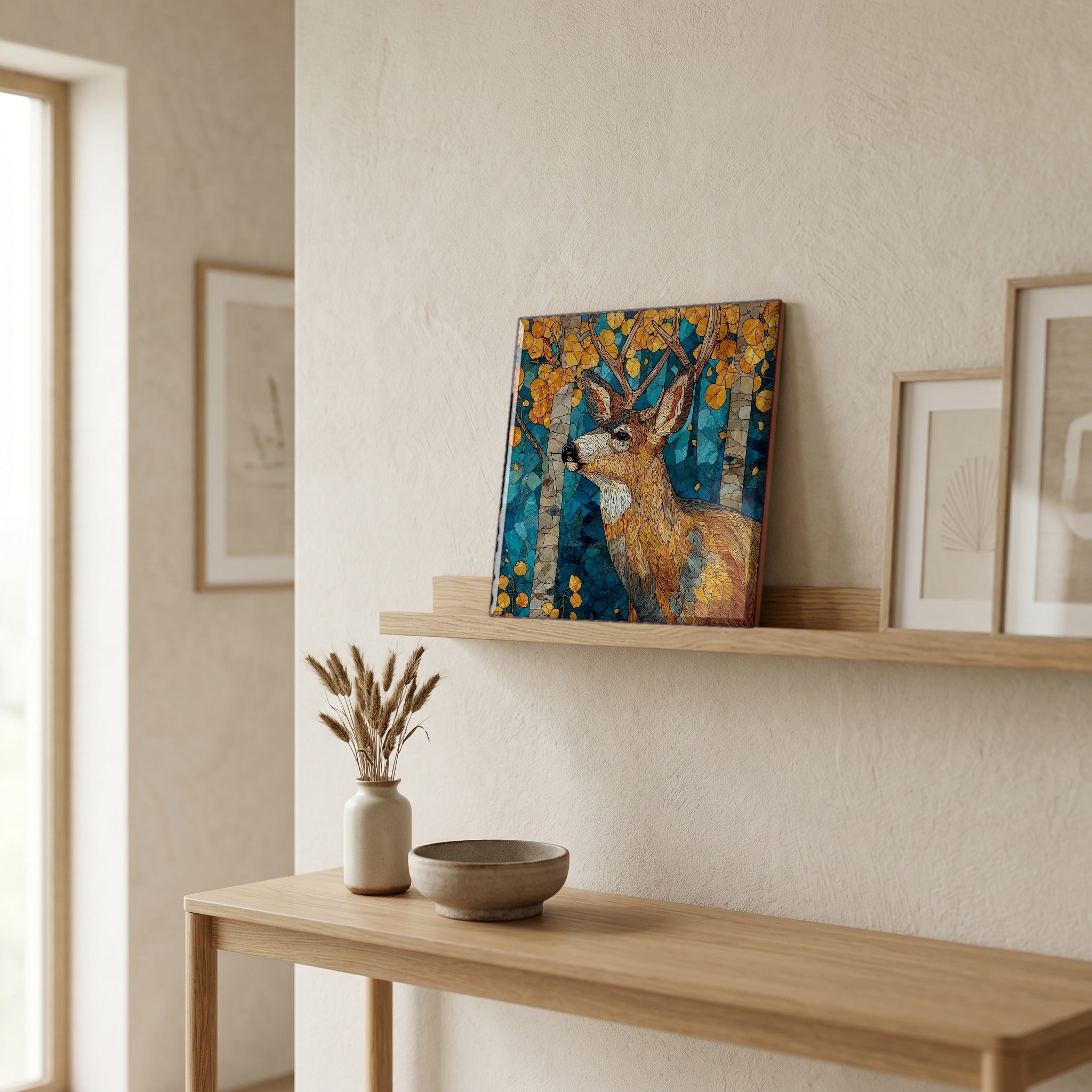 In the entryway, first thing you see.