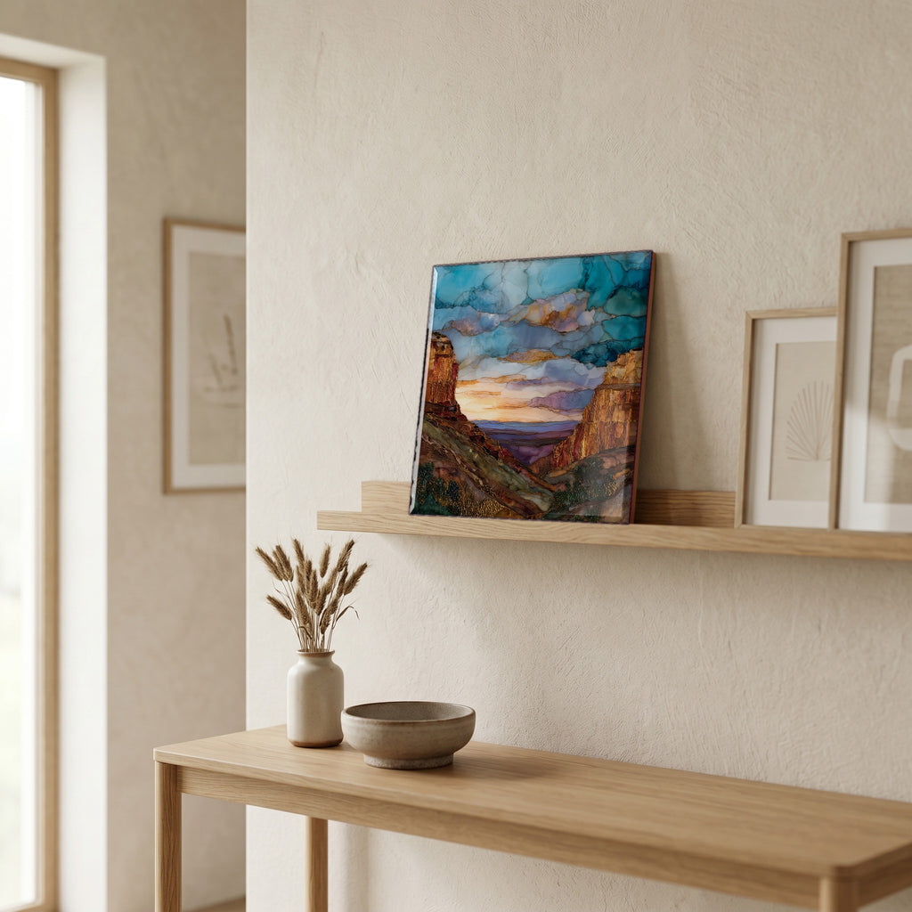 In the entryway, first thing you see.