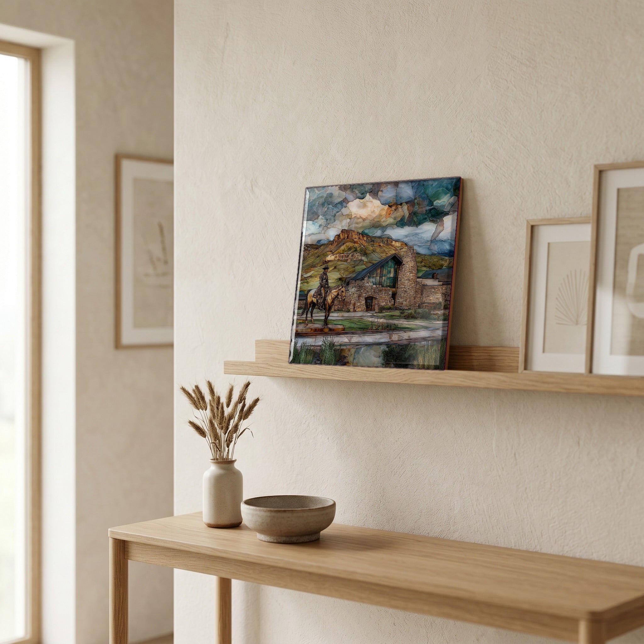 In the entryway, first thing you see.