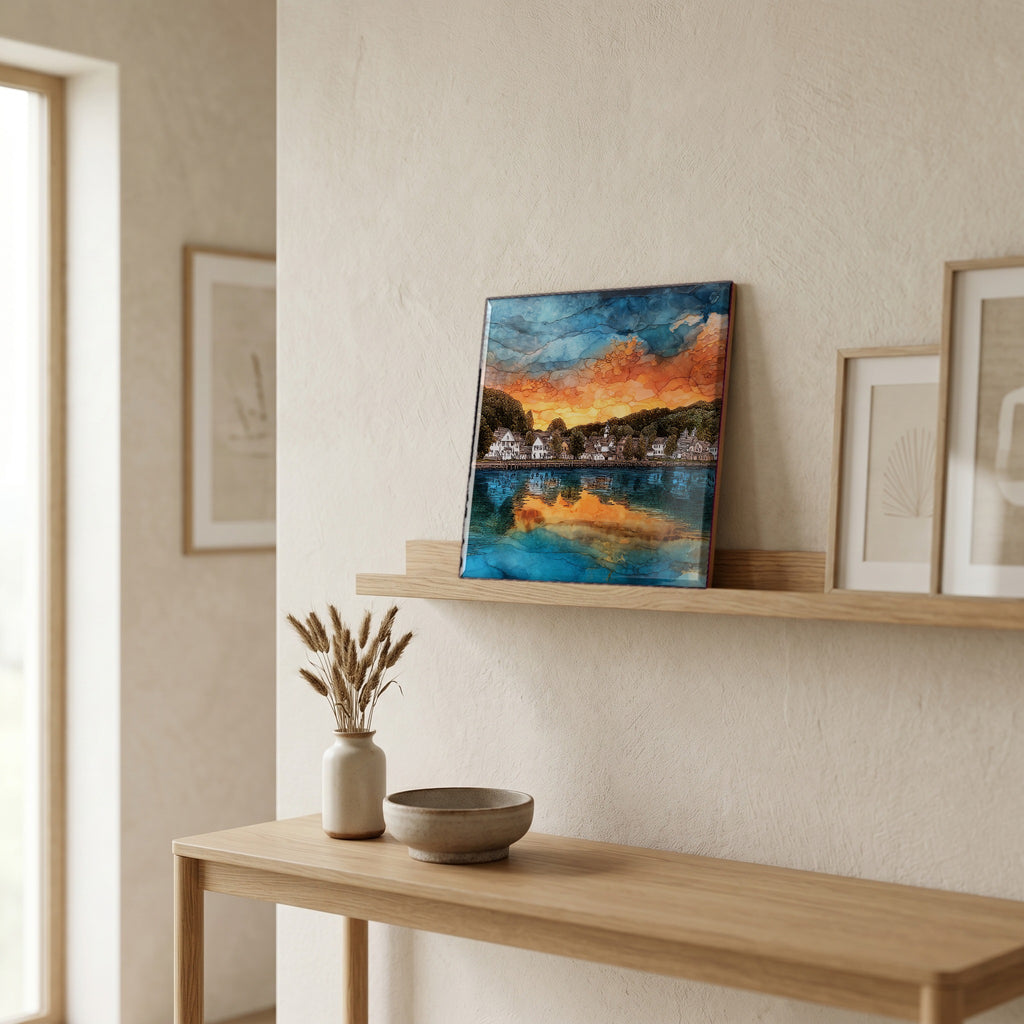 In the entryway, first thing you see.