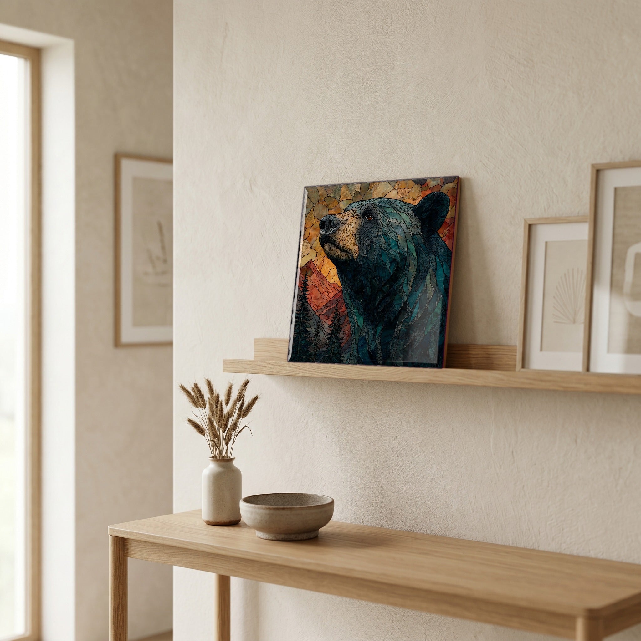 In the entryway, first thing you see.