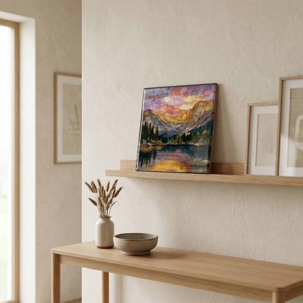 On a picture ledge, where the light comes in.