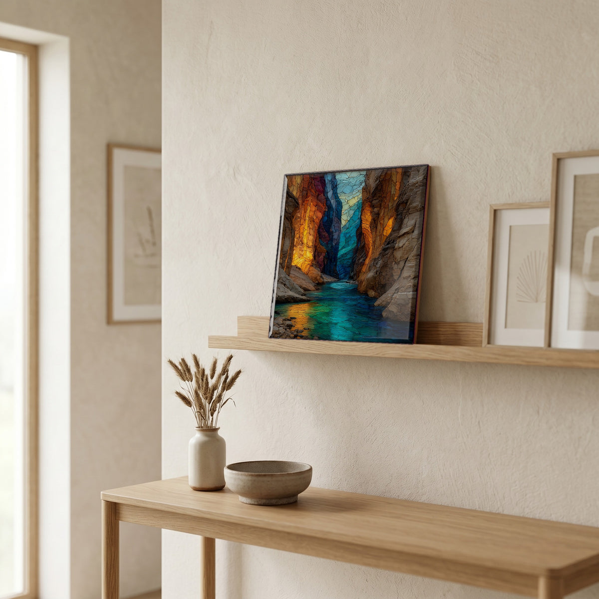 In the entryway, first thing you see.