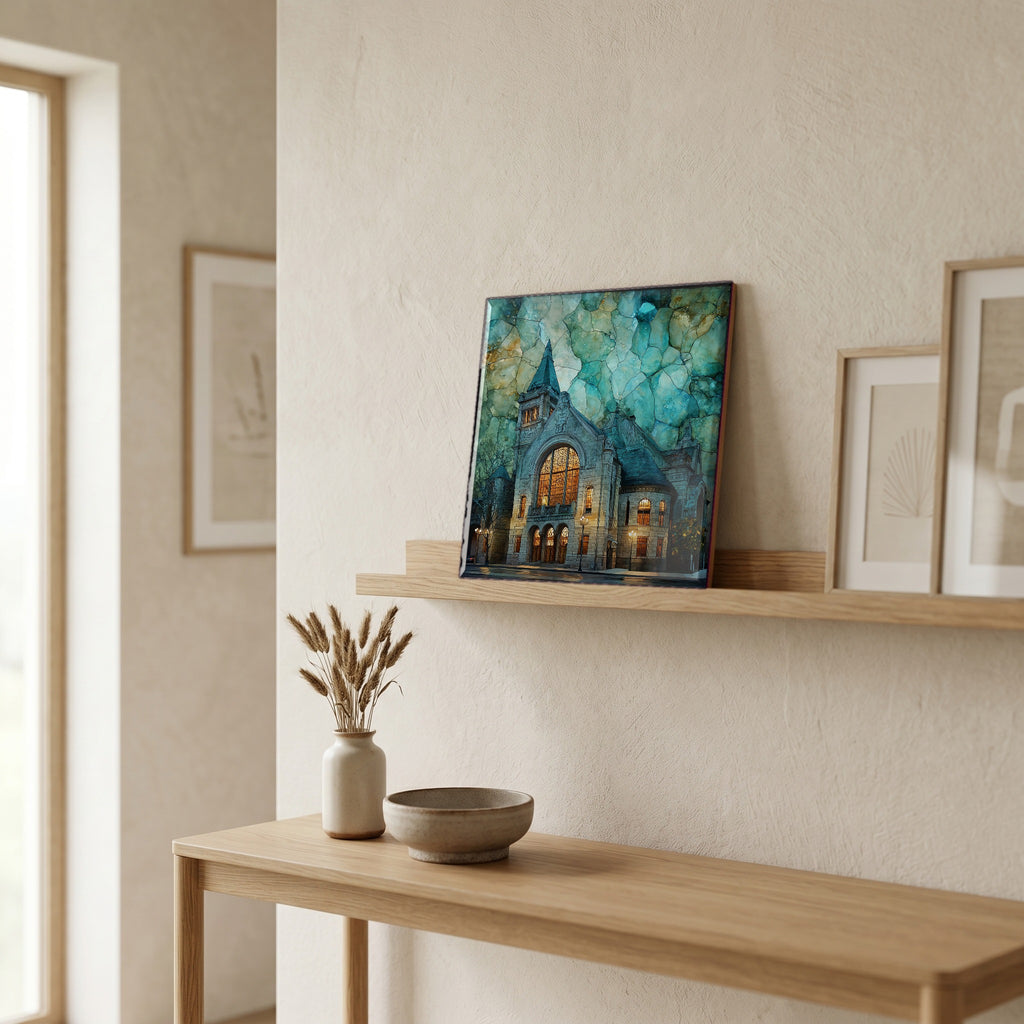 In the entryway, first thing you see.