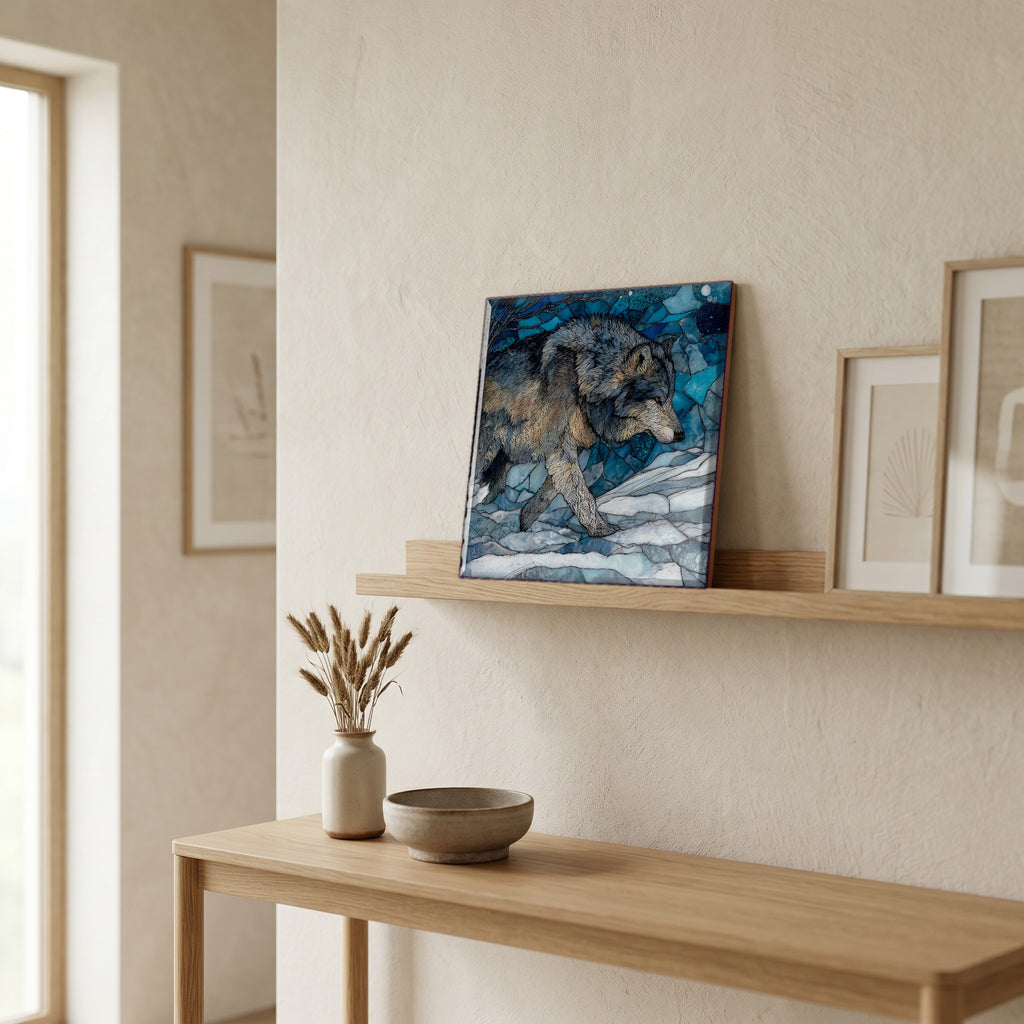 In the entryway, first thing you see.