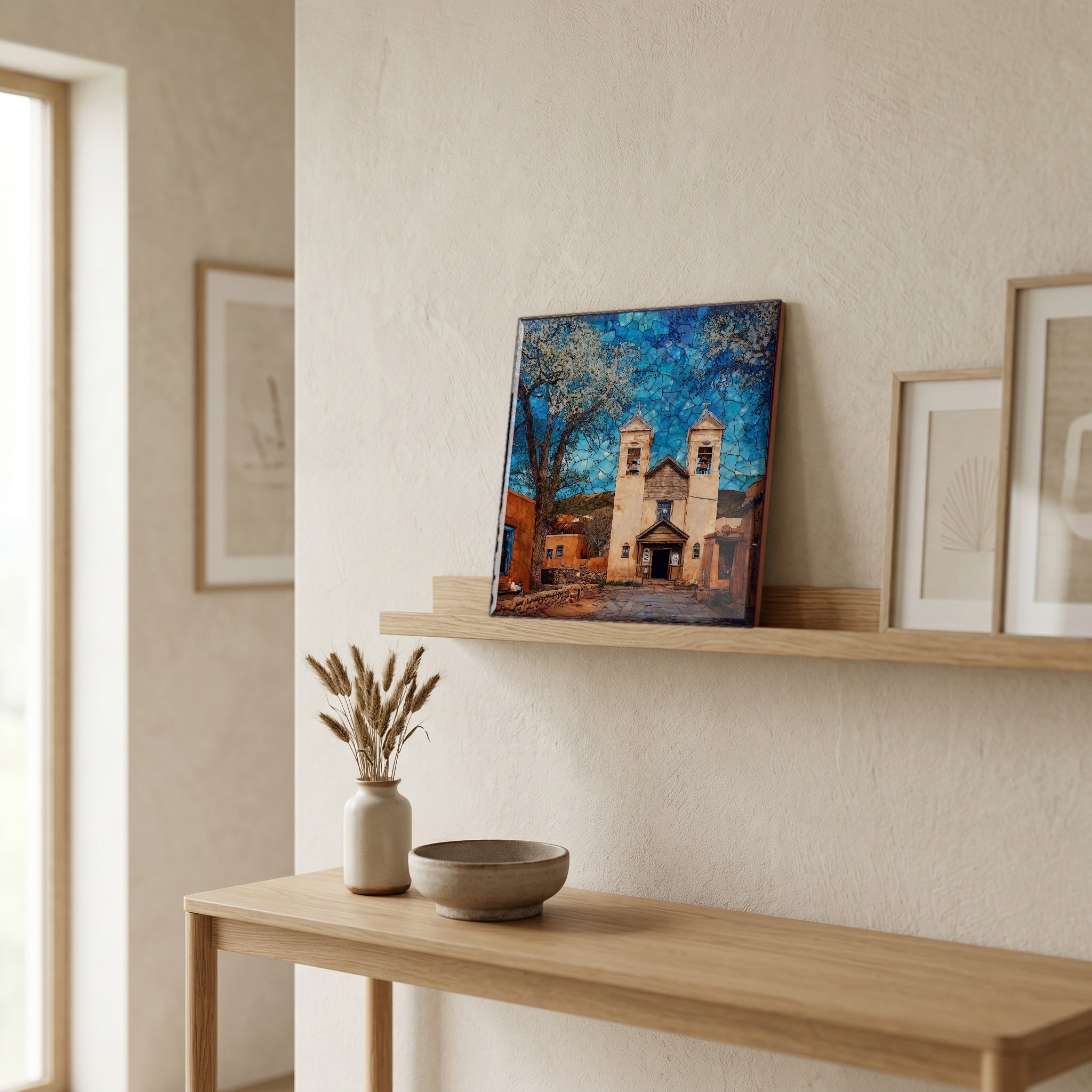 In the entryway, first thing you see.