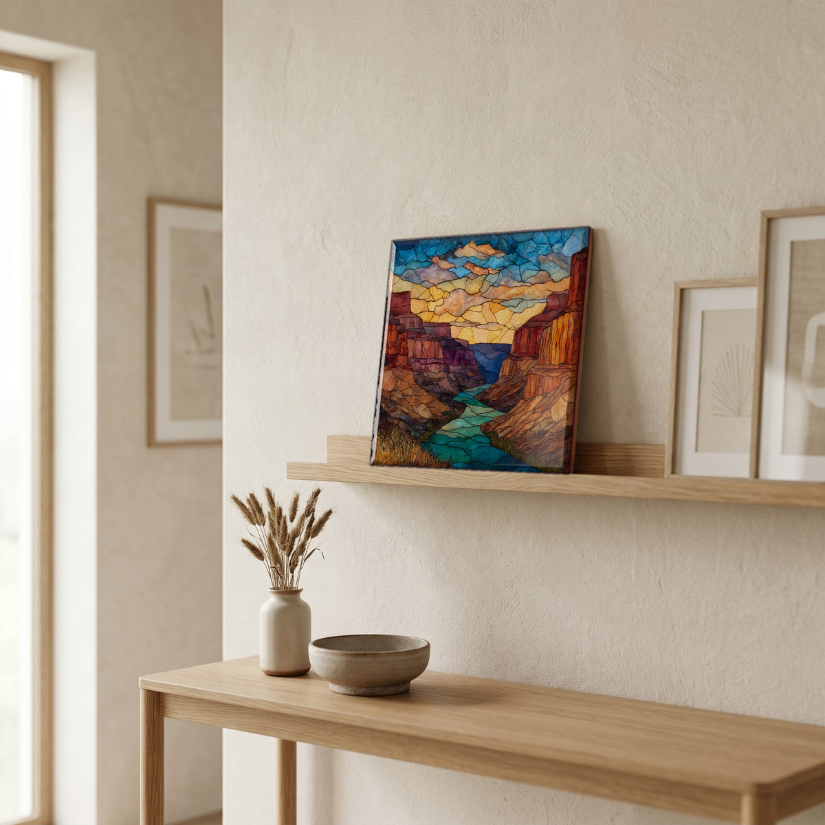 In the entryway, first thing you see.