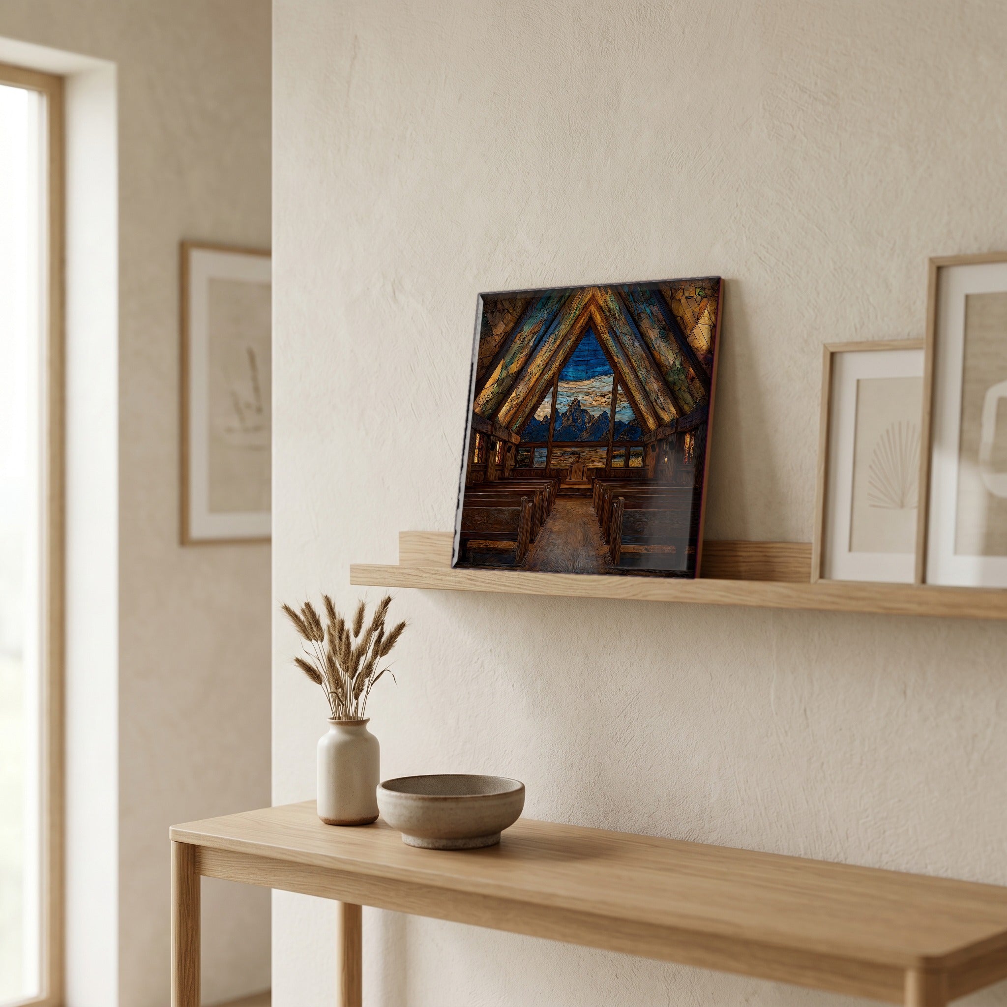 In the entryway, first thing you see.