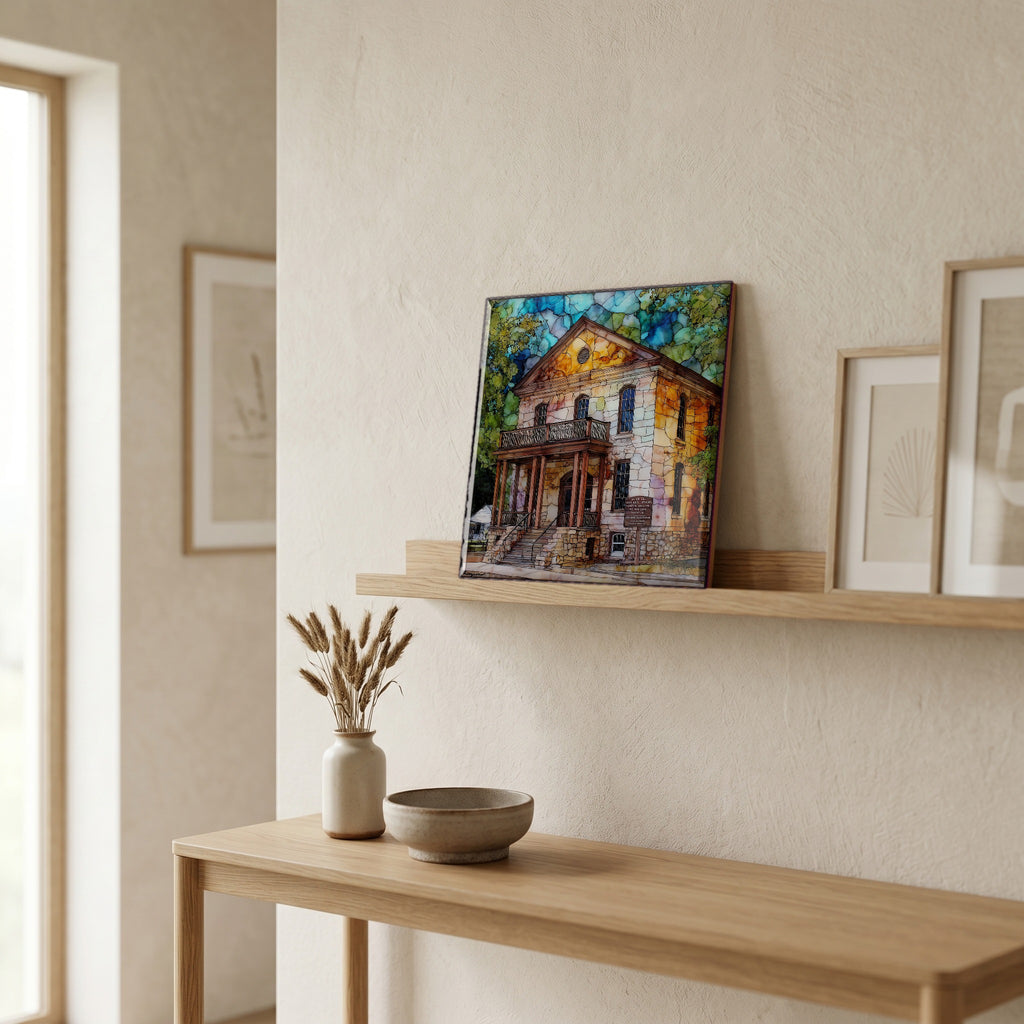 In the entryway, first thing you see.