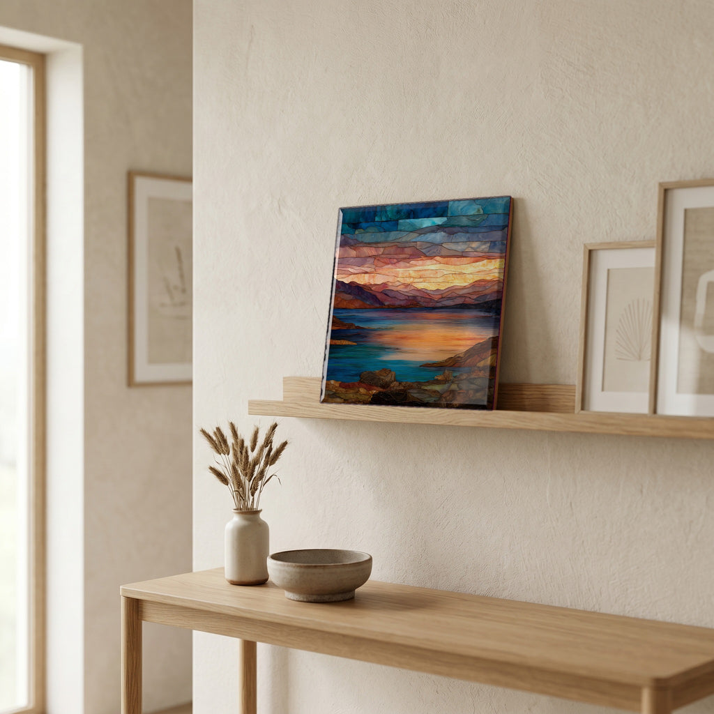 On a picture ledge, where the light comes in.