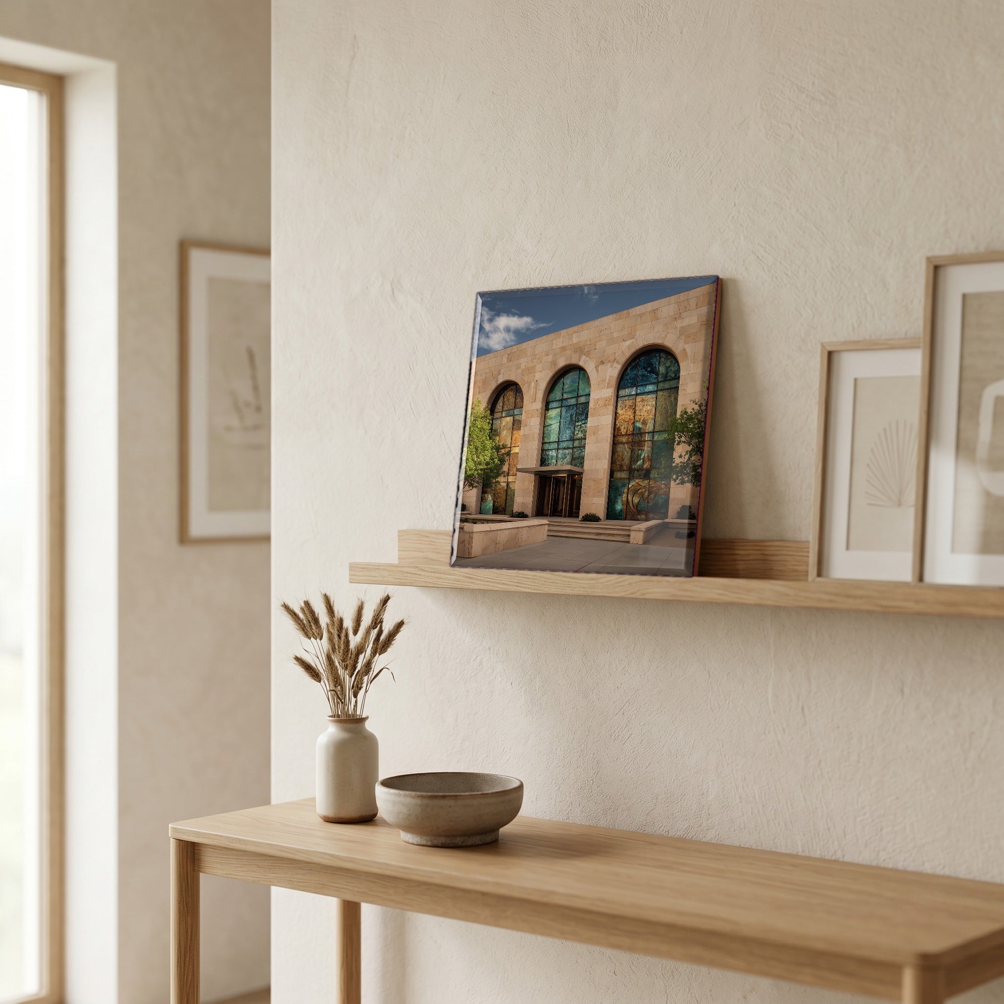In the entryway, first thing you see.