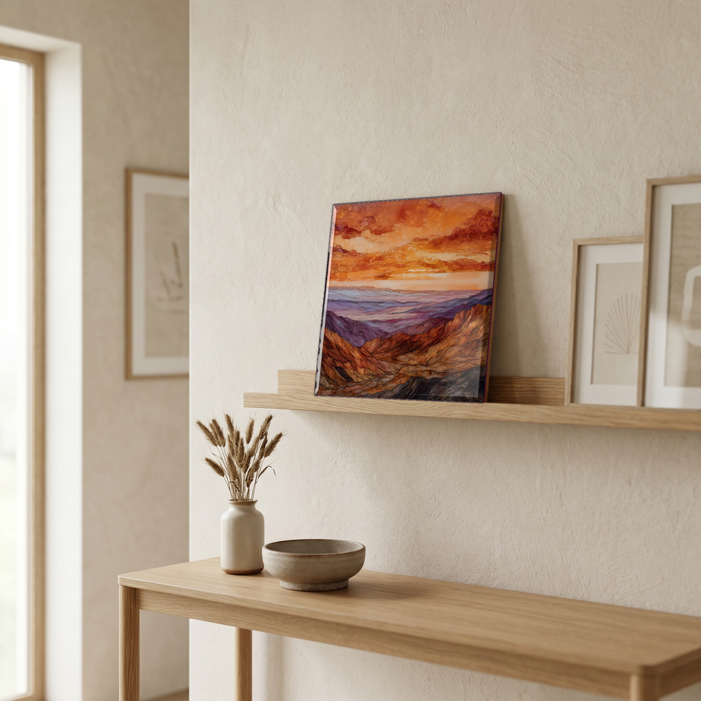 On a picture ledge, where the light comes in.